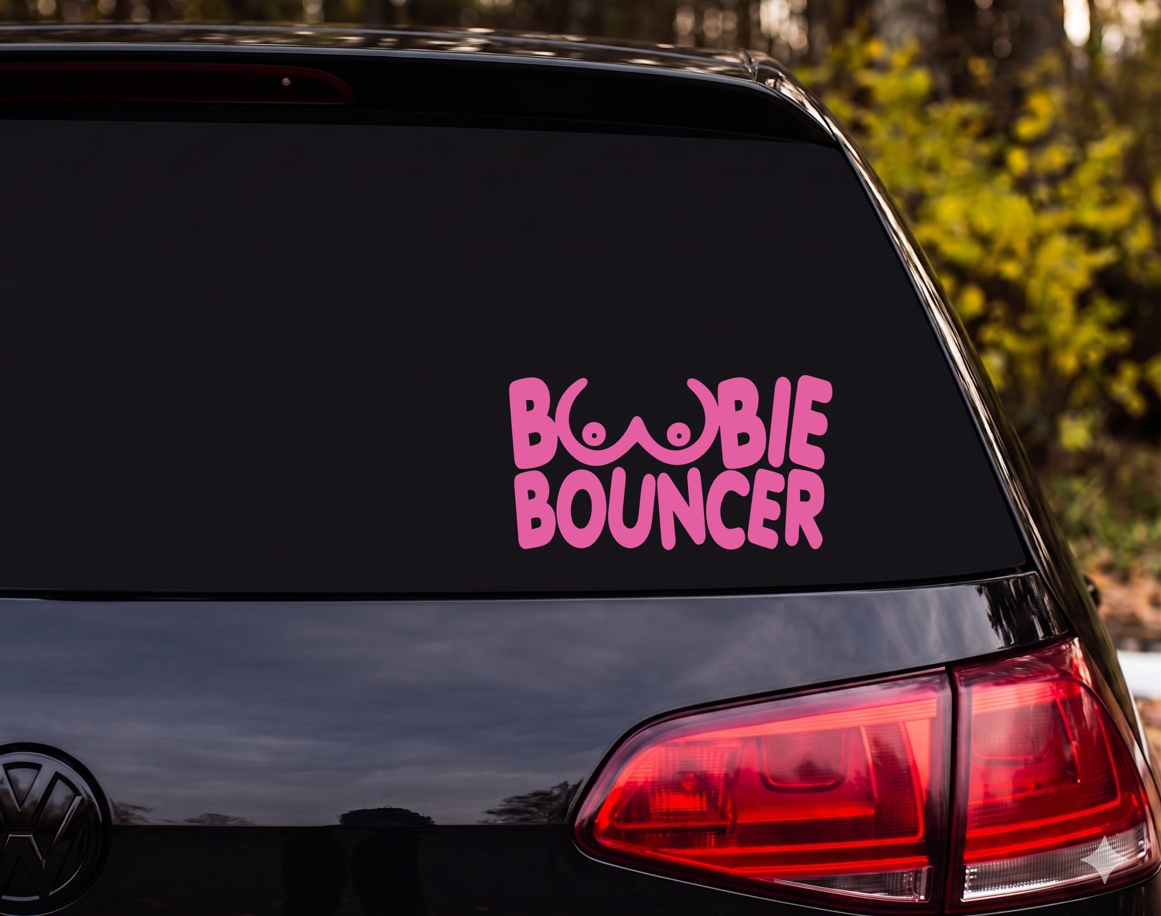 BOOBIE BOUNCER Funny Breast Cartoon Decal Sticker Car Window Laptop - Pink