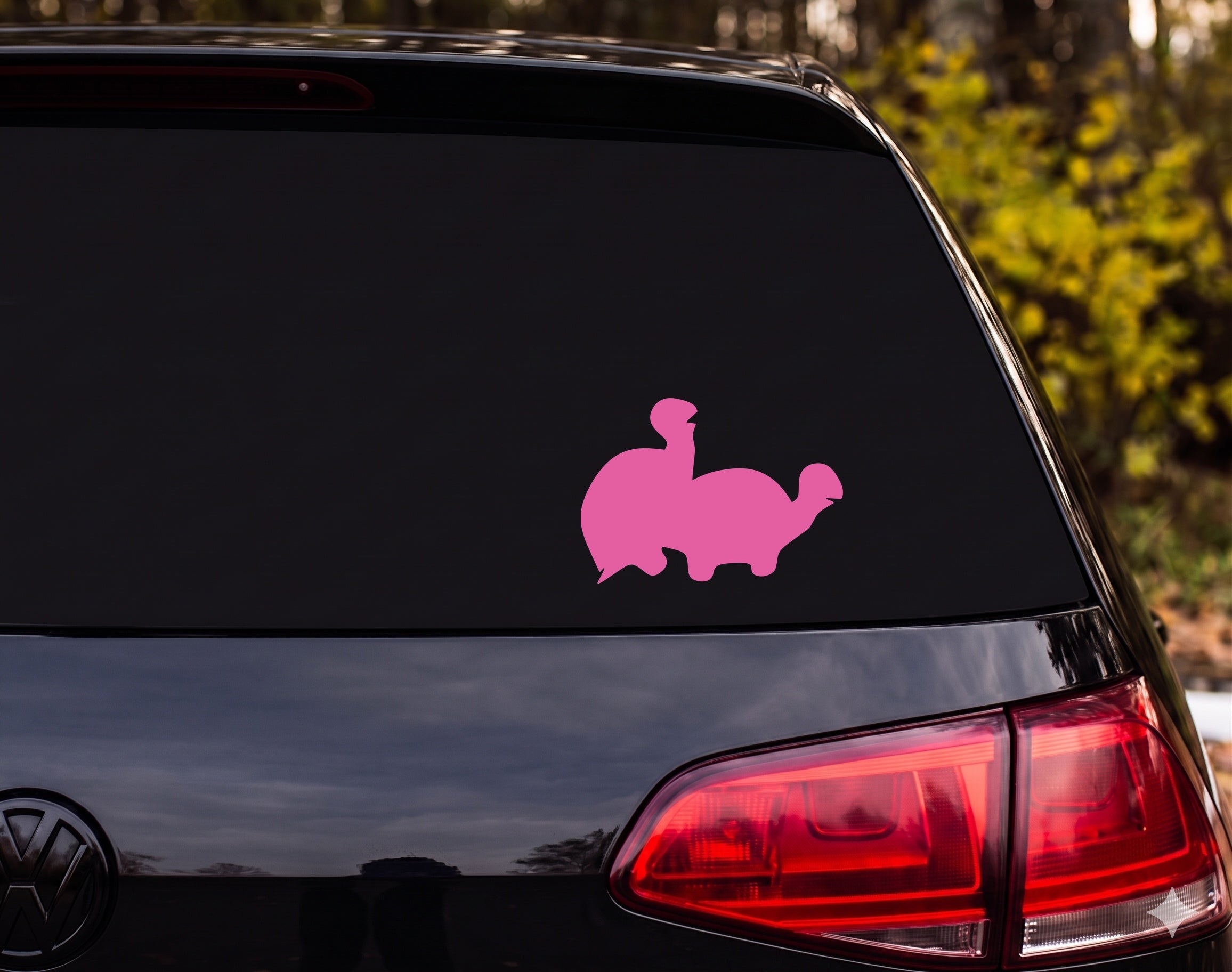 Turtle Silhouette with Bird Perched on Shell Vinyl Decal Sticker Car Window - Pink
