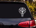 Roaring Lion Head Tribal Tattoo Style Front View Vinyl Decal Sticker Car - White