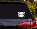 Angry Cat Face Silhouette Narrowed Eyes Slit Pupils Vinyl Decal Sticker Car - White