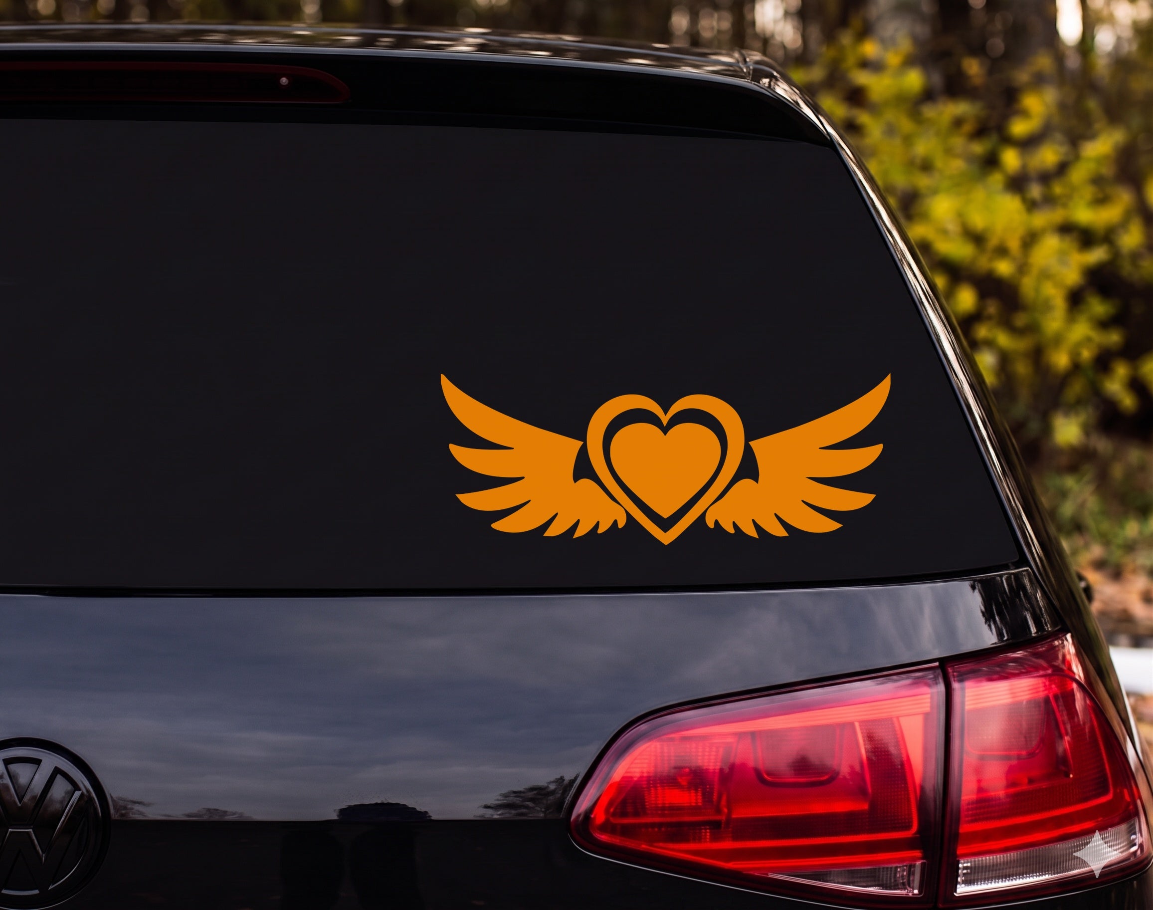 Winged Heart Silhouette Bird Wings Symmetric Vinyl Decal Sticker Car Laptop - Orange