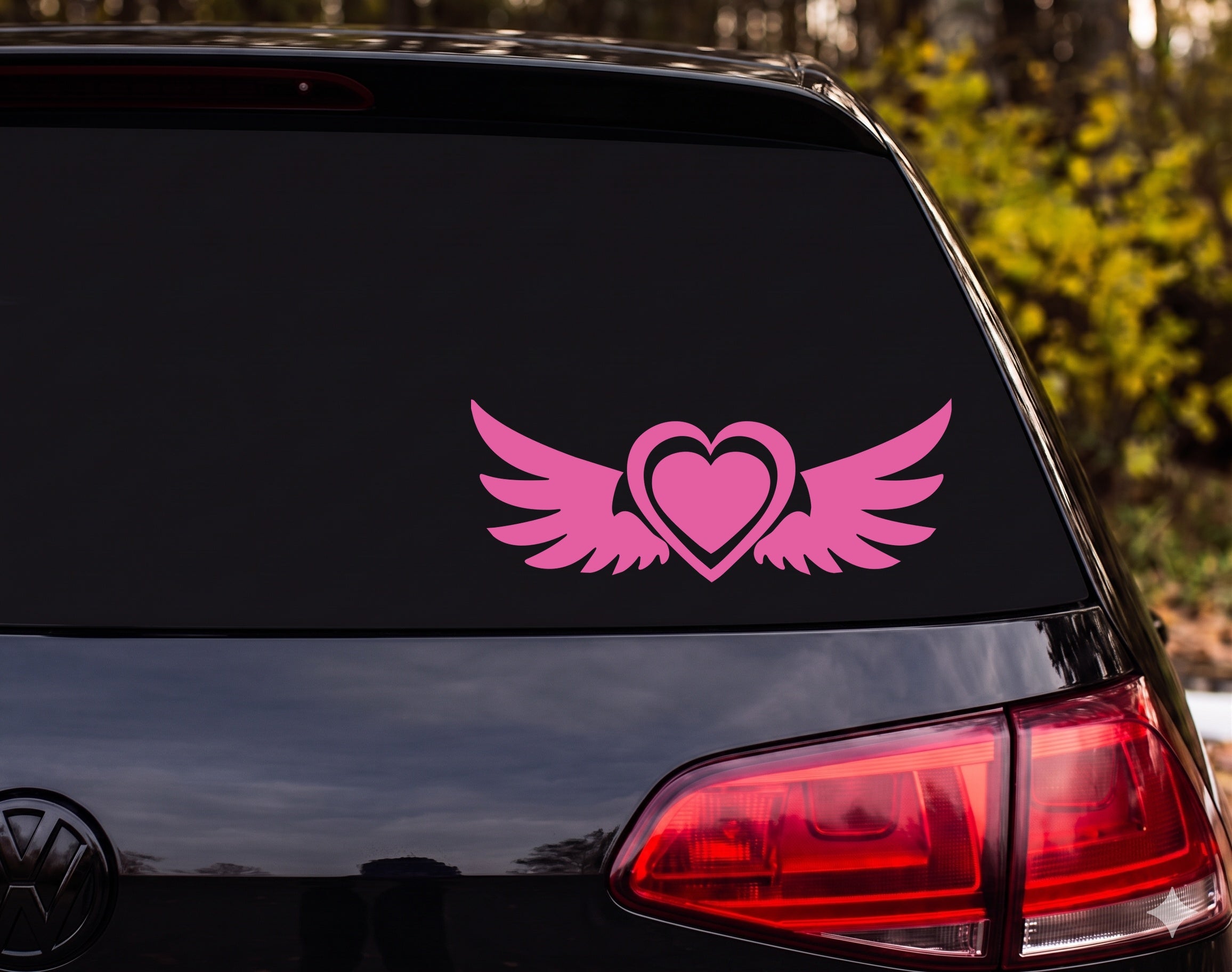 Winged Heart Silhouette Bird Wings Symmetric Vinyl Decal Sticker Car Laptop - Pink