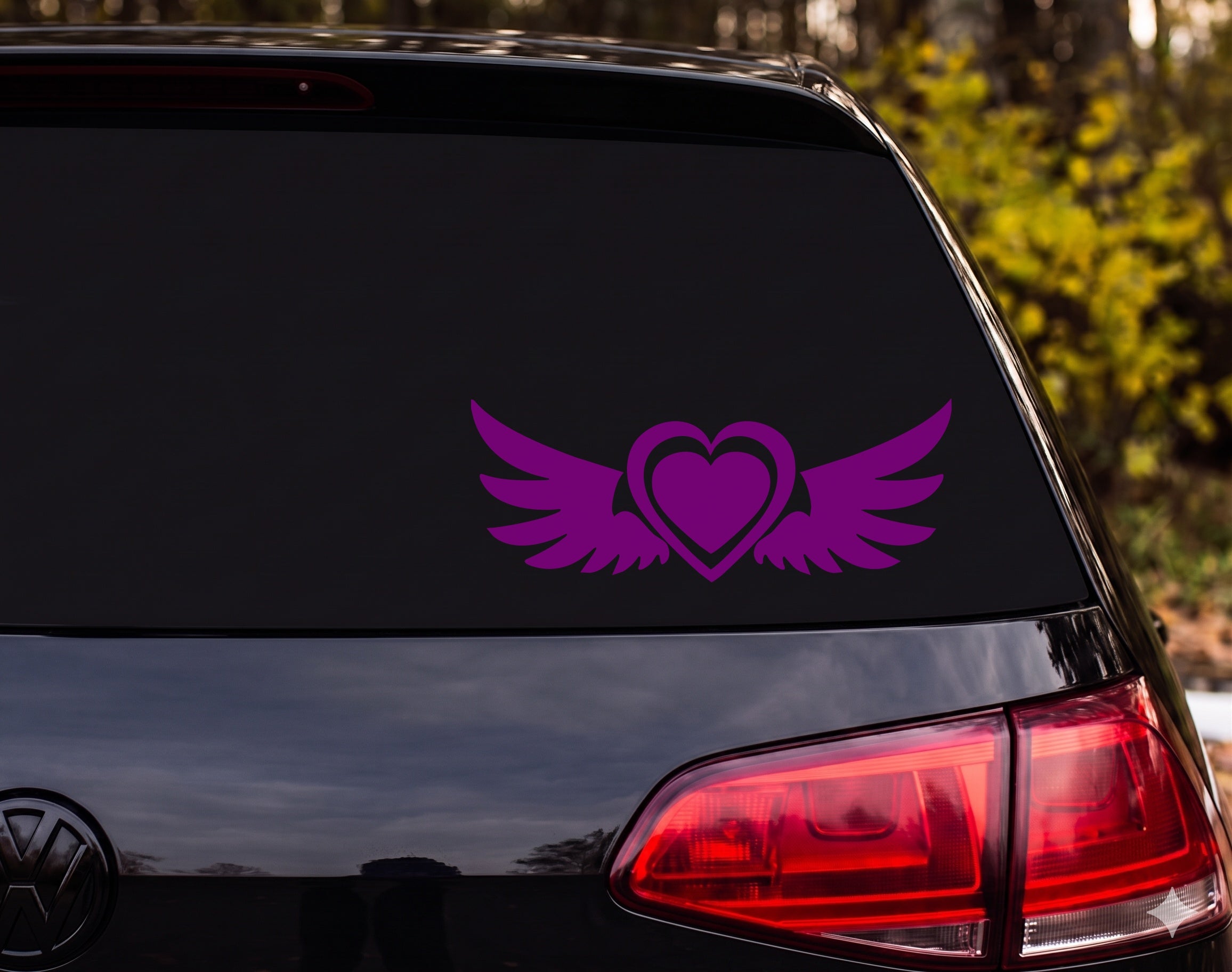 Winged Heart Silhouette Bird Wings Symmetric Vinyl Decal Sticker Car Laptop - Purple