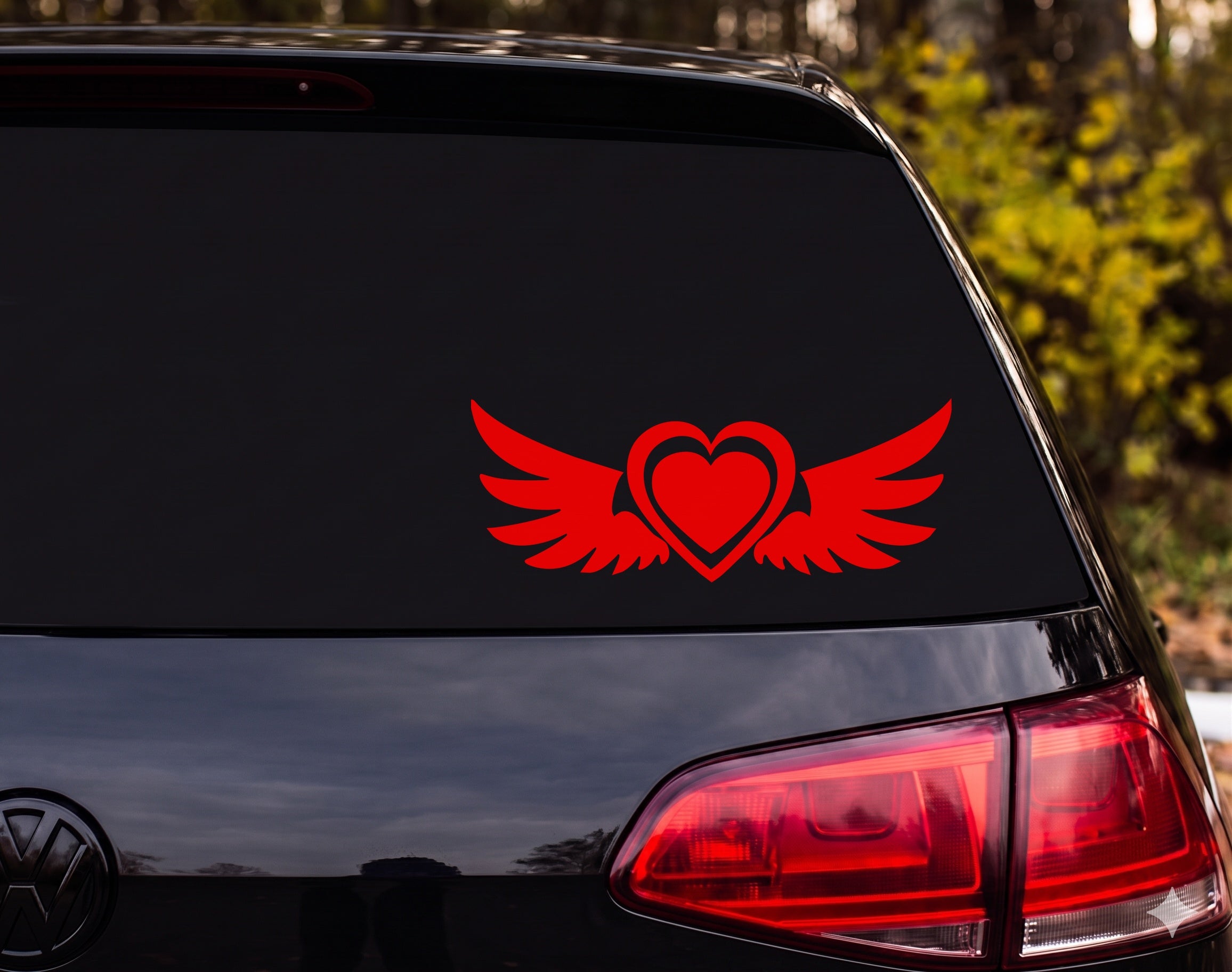 Winged Heart Silhouette Bird Wings Symmetric Vinyl Decal Sticker Car Laptop - Red