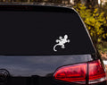 Gecko Lizard Silhouette Diagonal Spread Legs Curled Tail Vinyl Decal Sticker - White