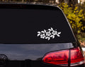 Hibiscus Branch Silhouette Three Flowers Leaves Vinyl Decal Sticker Car Window - White