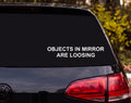OBJECTS IN MIRROR ARE LOOSING Funny Car Mirror Vinyl Decal Sticker - White