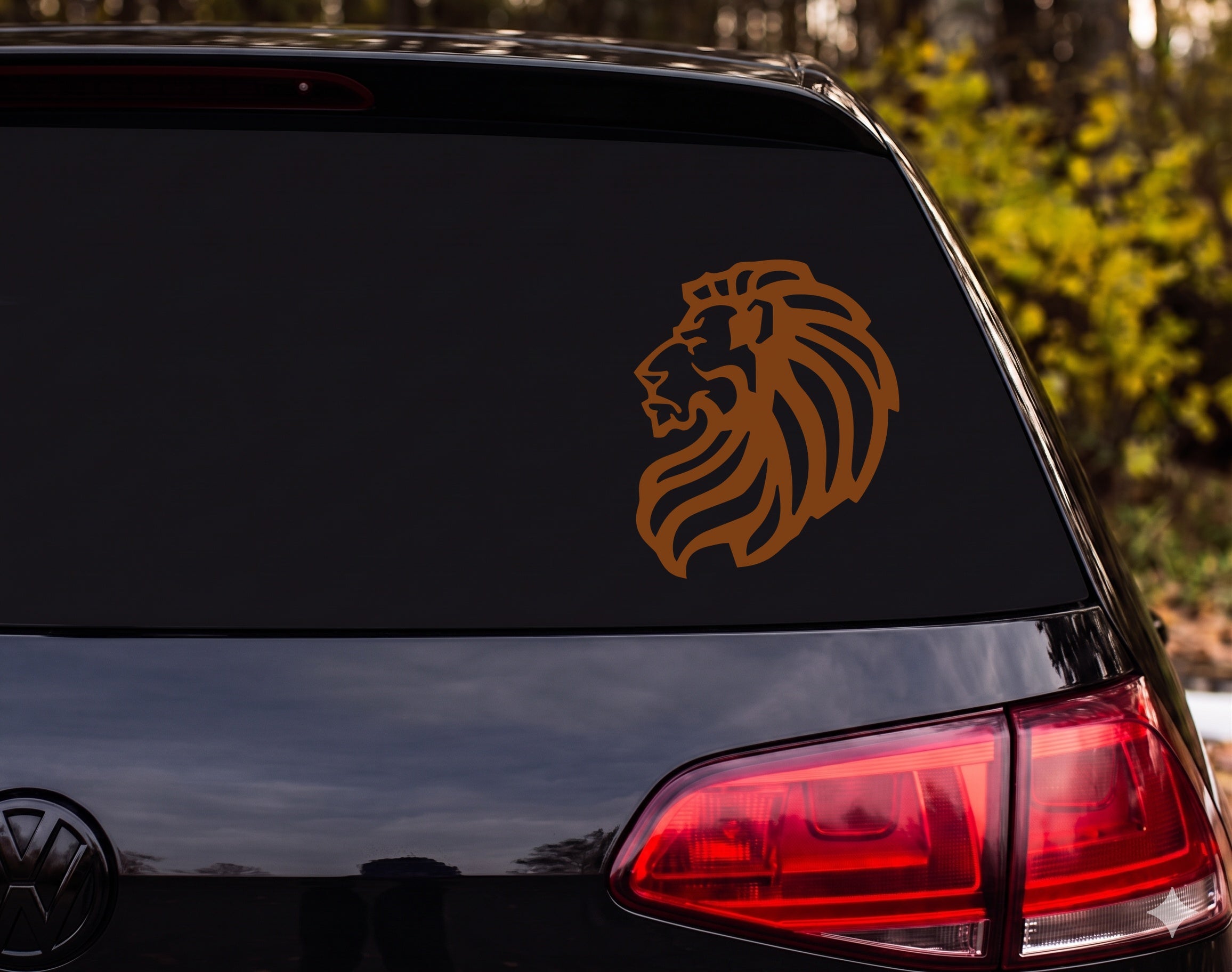 Lion Head Roaring Profile Silhouette Mane Stylized Vinyl Decal Sticker Car - Brown
