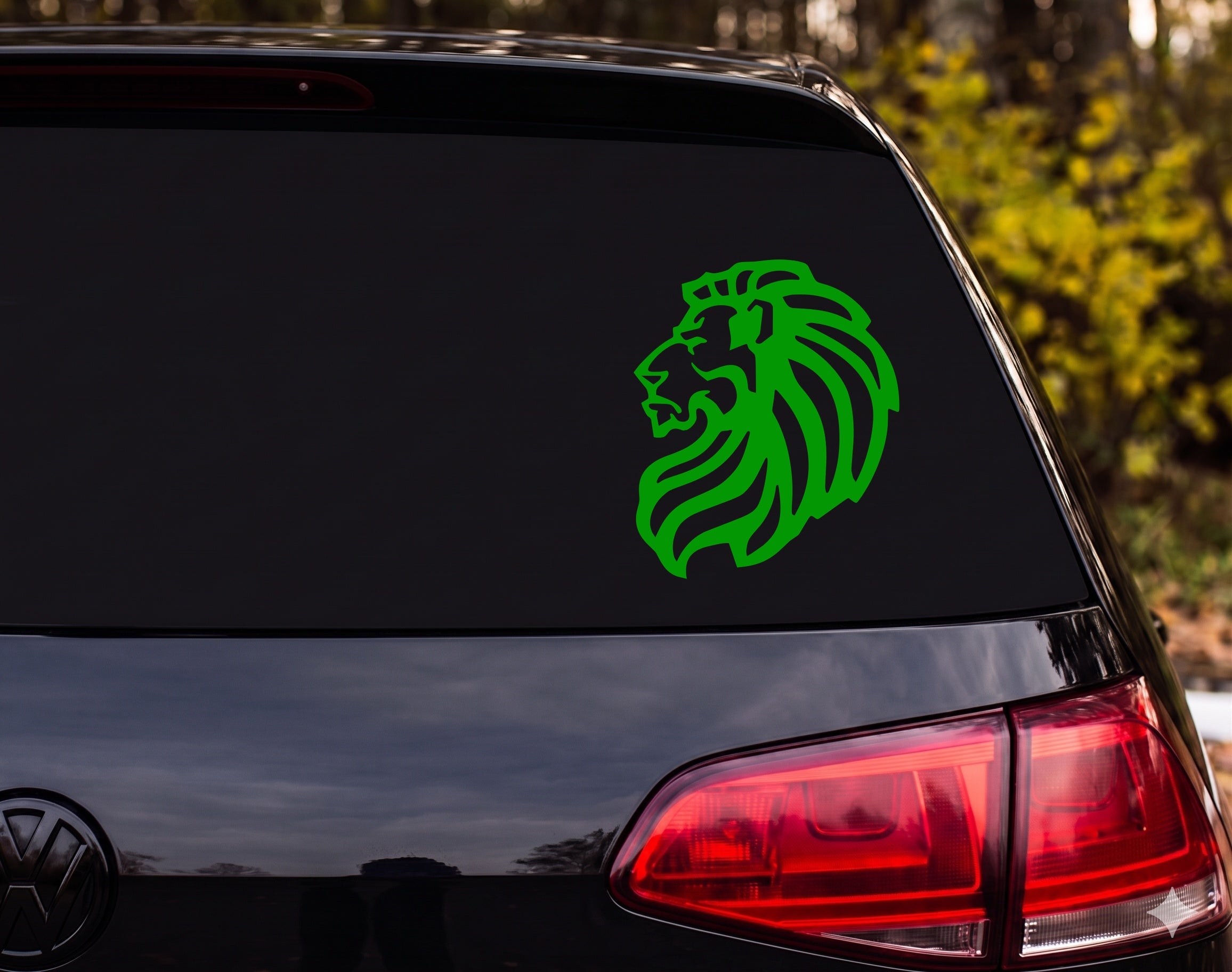 Lion Head Roaring Profile Silhouette Mane Stylized Vinyl Decal Sticker Car - Green