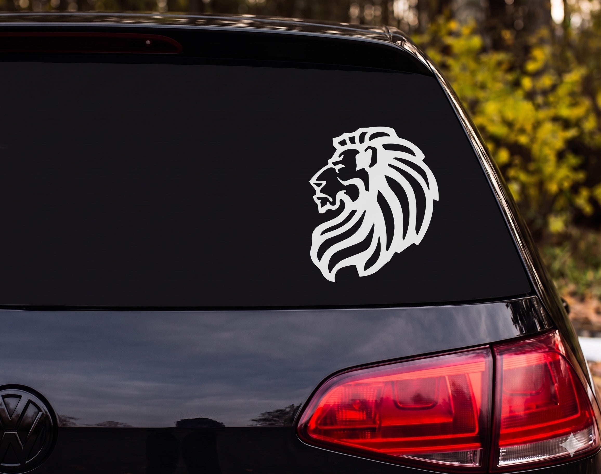 Lion Head Roaring Profile Silhouette Mane Stylized Vinyl Decal Sticker Car - White