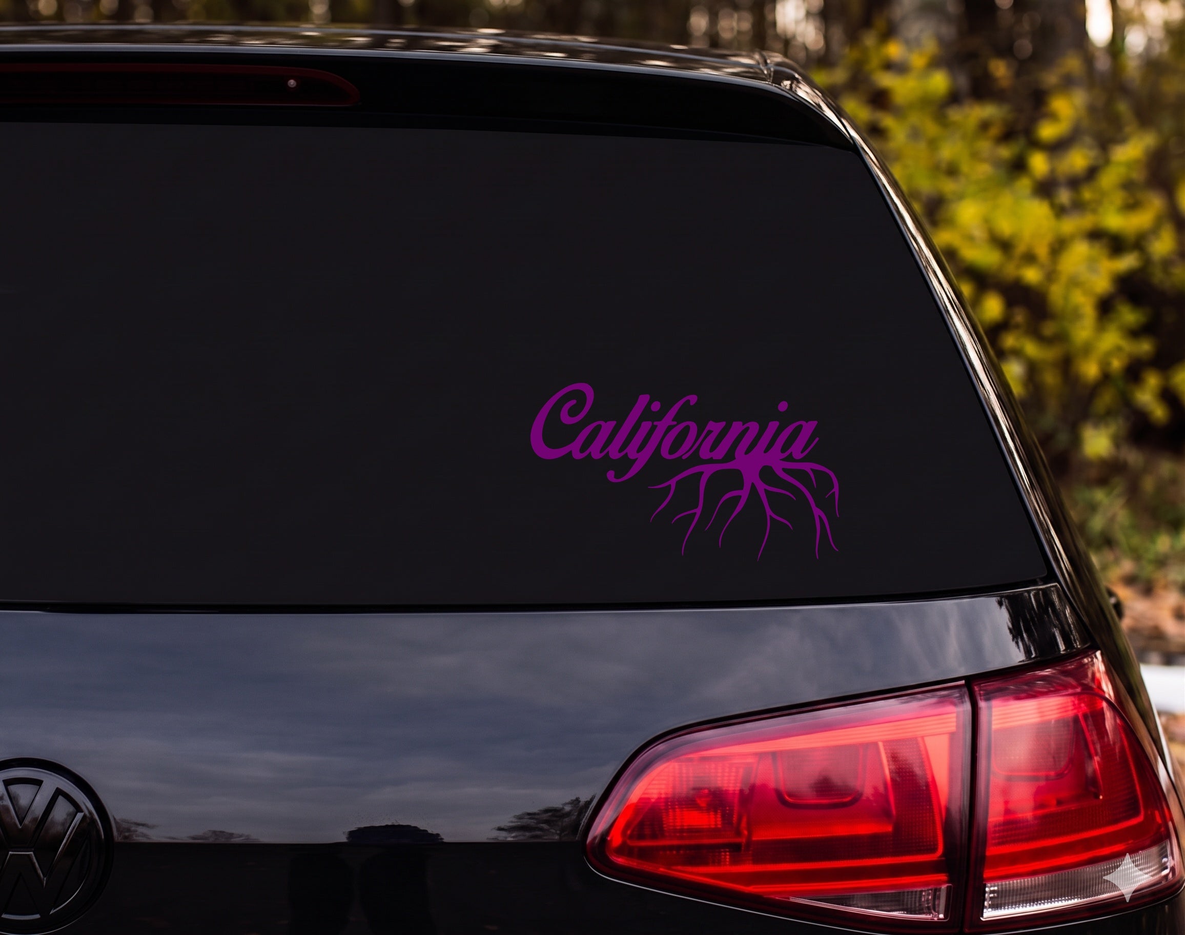 California Roots Cursive Word Silhouette Vinyl Decal Sticker Car Window - Purple