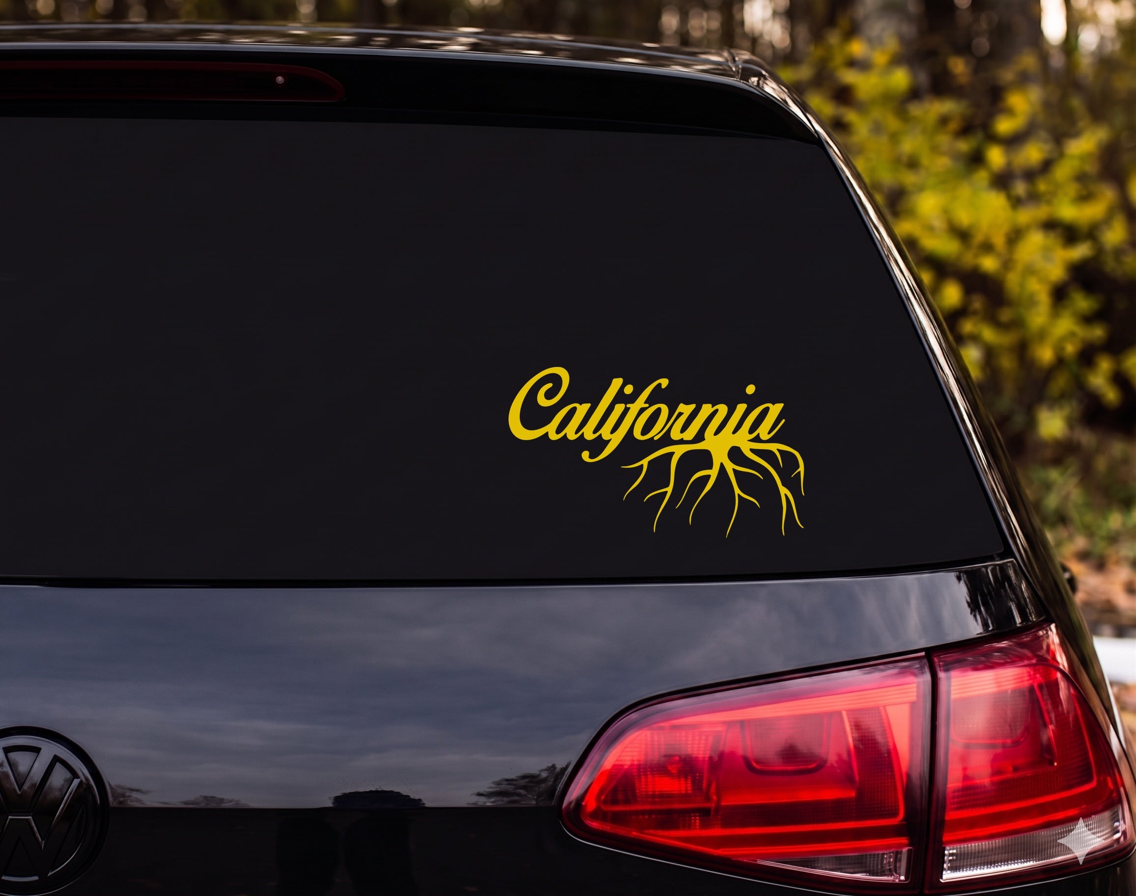 California Roots Cursive Word Silhouette Vinyl Decal Sticker Car Window - Yellow