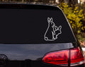 Two Rabbits Bold Outline Seated Upright Bunny Pair Vinyl Decal Sticker Car - White