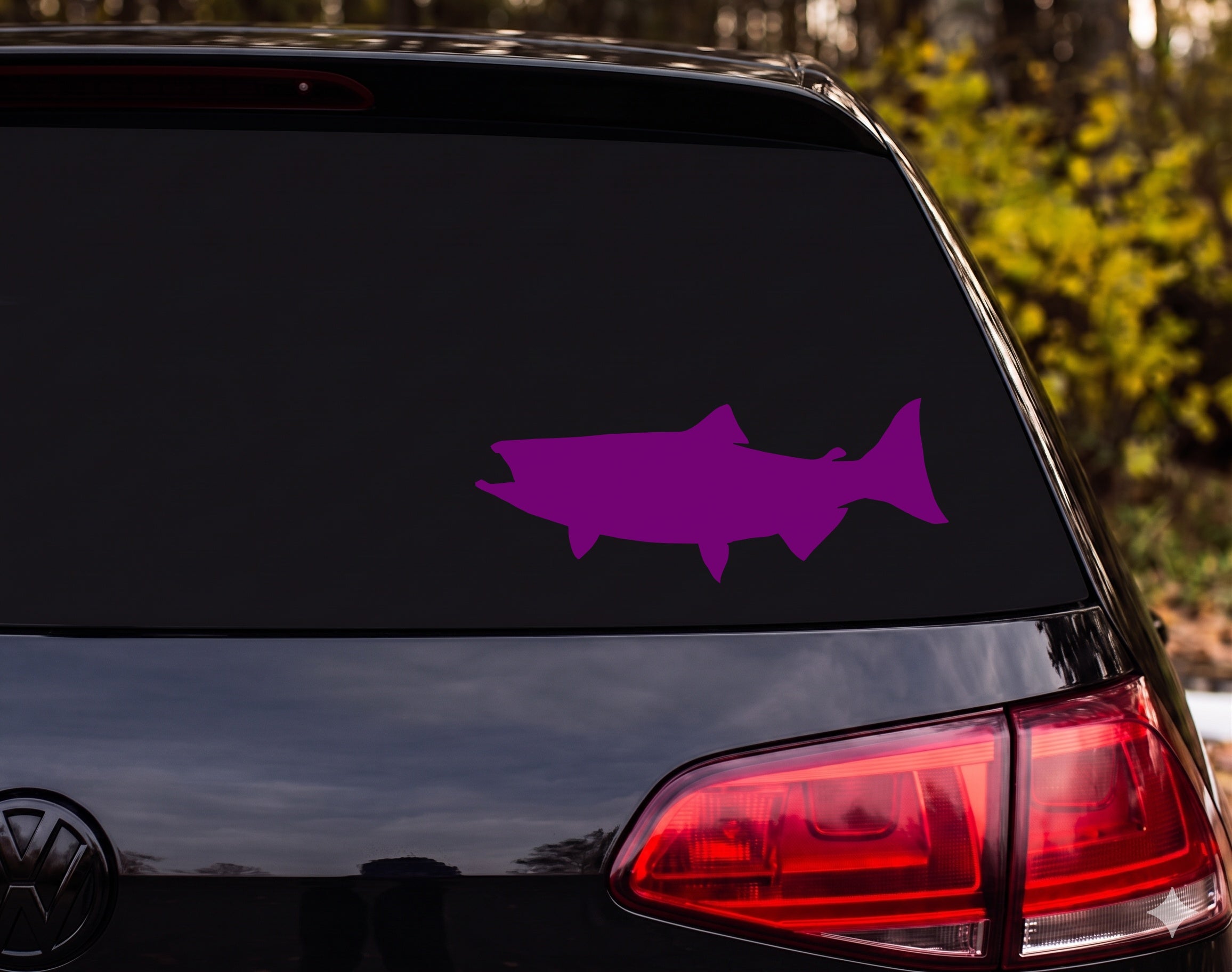Salmon Trout Silhouette Fish Side Profile Vinyl Decal Sticker Car Window - Purple