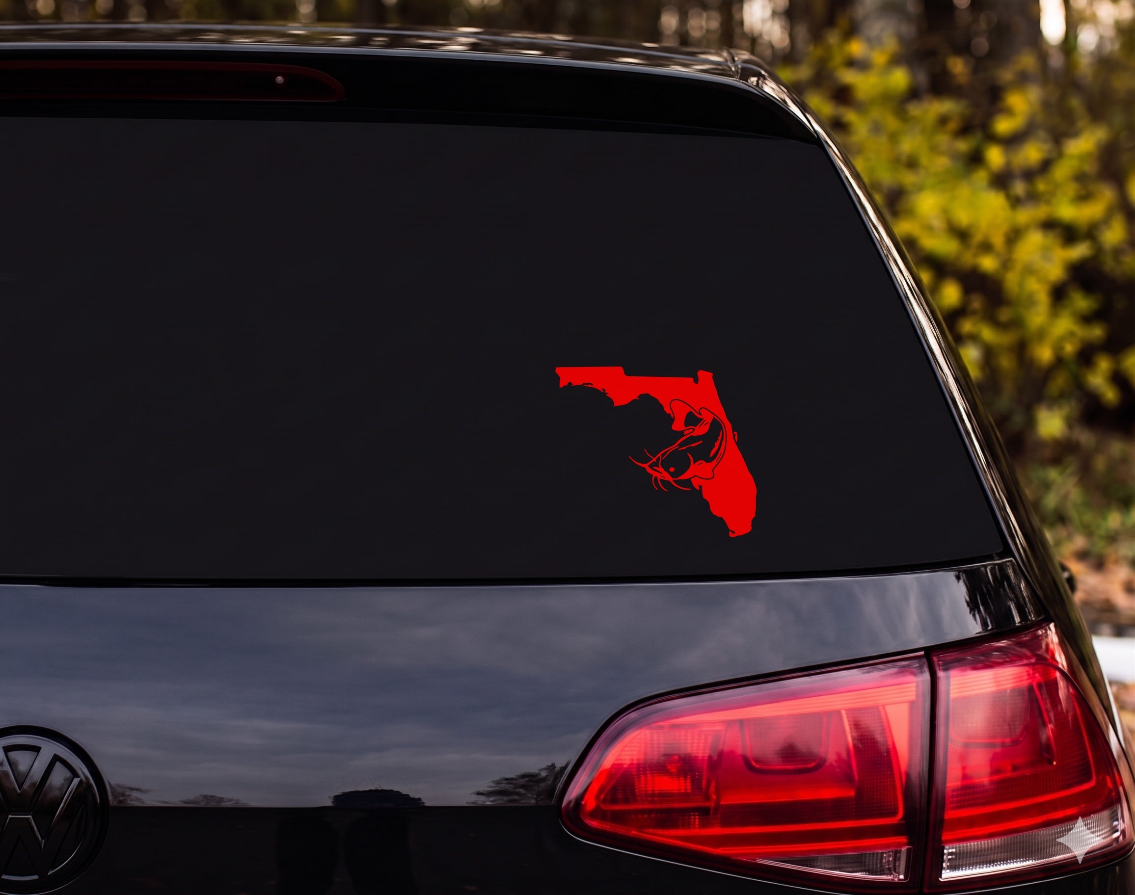 Florida State Catfish Leaping Silhouette Outline Vinyl Decal Sticker Car - Red