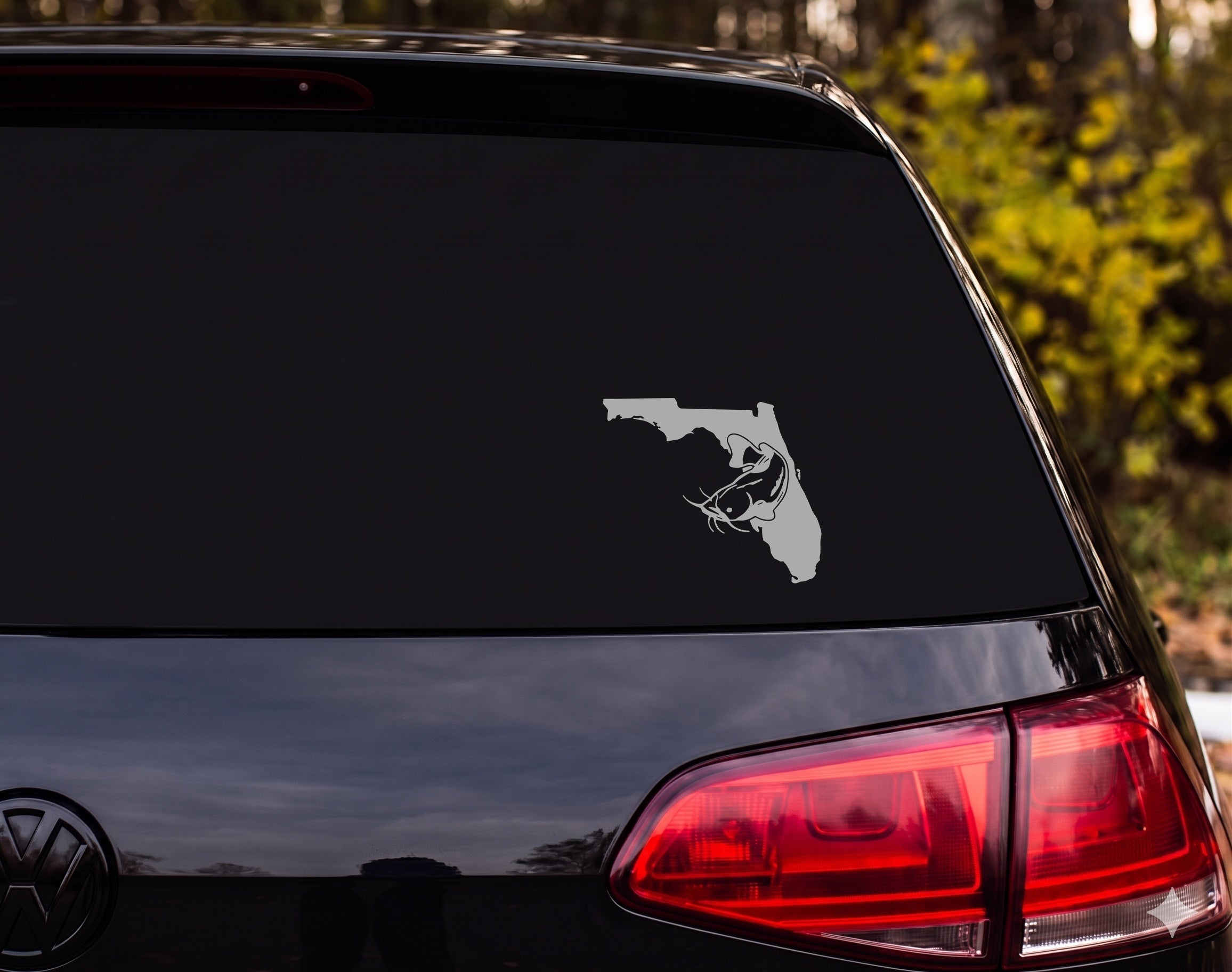 Florida State Catfish Leaping Silhouette Outline Vinyl Decal Sticker Car - Silver