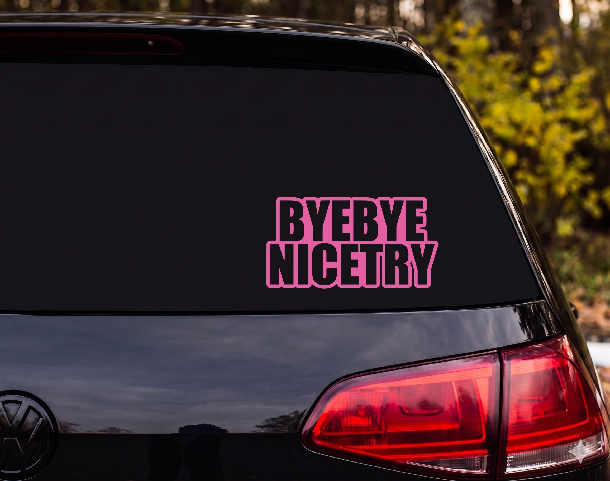 BYE BYE NICE TRY Stacked Text Vinyl Decal Sticker Car Window - Pink