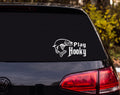 Muskie Pike Leaping Fish Outline Play Hooky Vinyl Decal Sticker Car Window - White