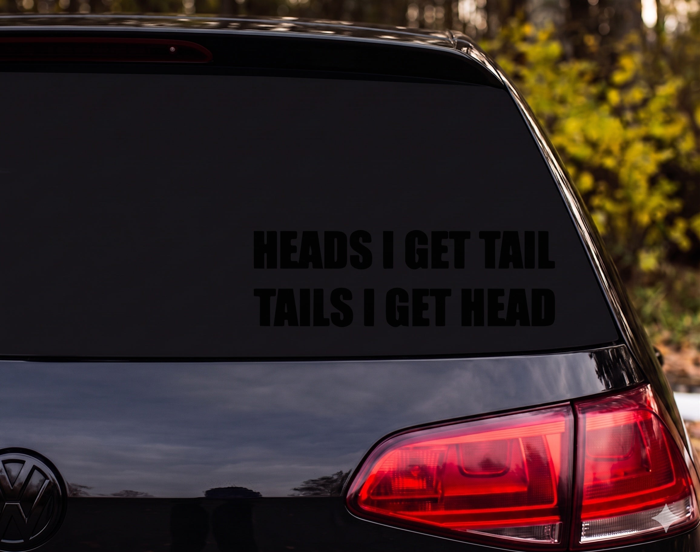 HEADS I GET TAIL TAILS I GET HEAD Funny Adult Vinyl Decal Sticker - Black