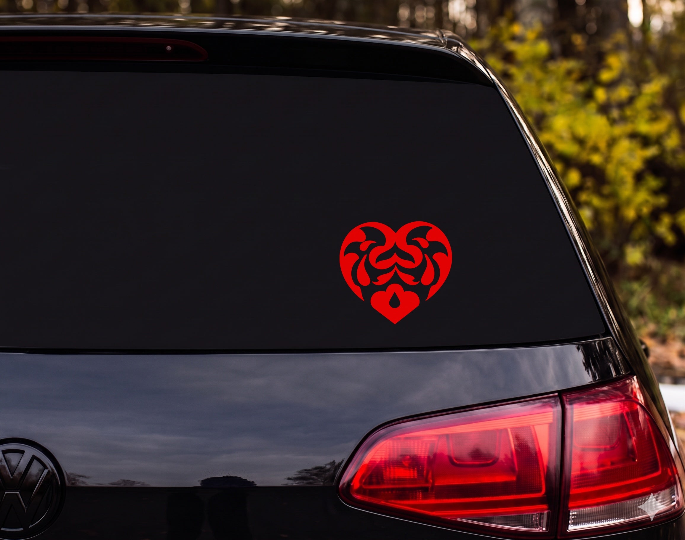 Heart Damask Filigree Silhouette Gothic Baroque Tribal Floral Vinyl Decal - Red