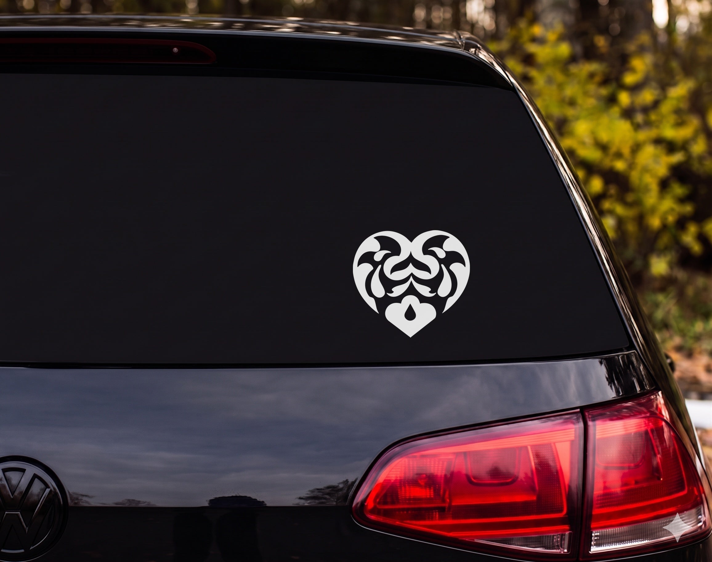 Heart Damask Filigree Silhouette Gothic Baroque Tribal Floral Vinyl Decal - White
