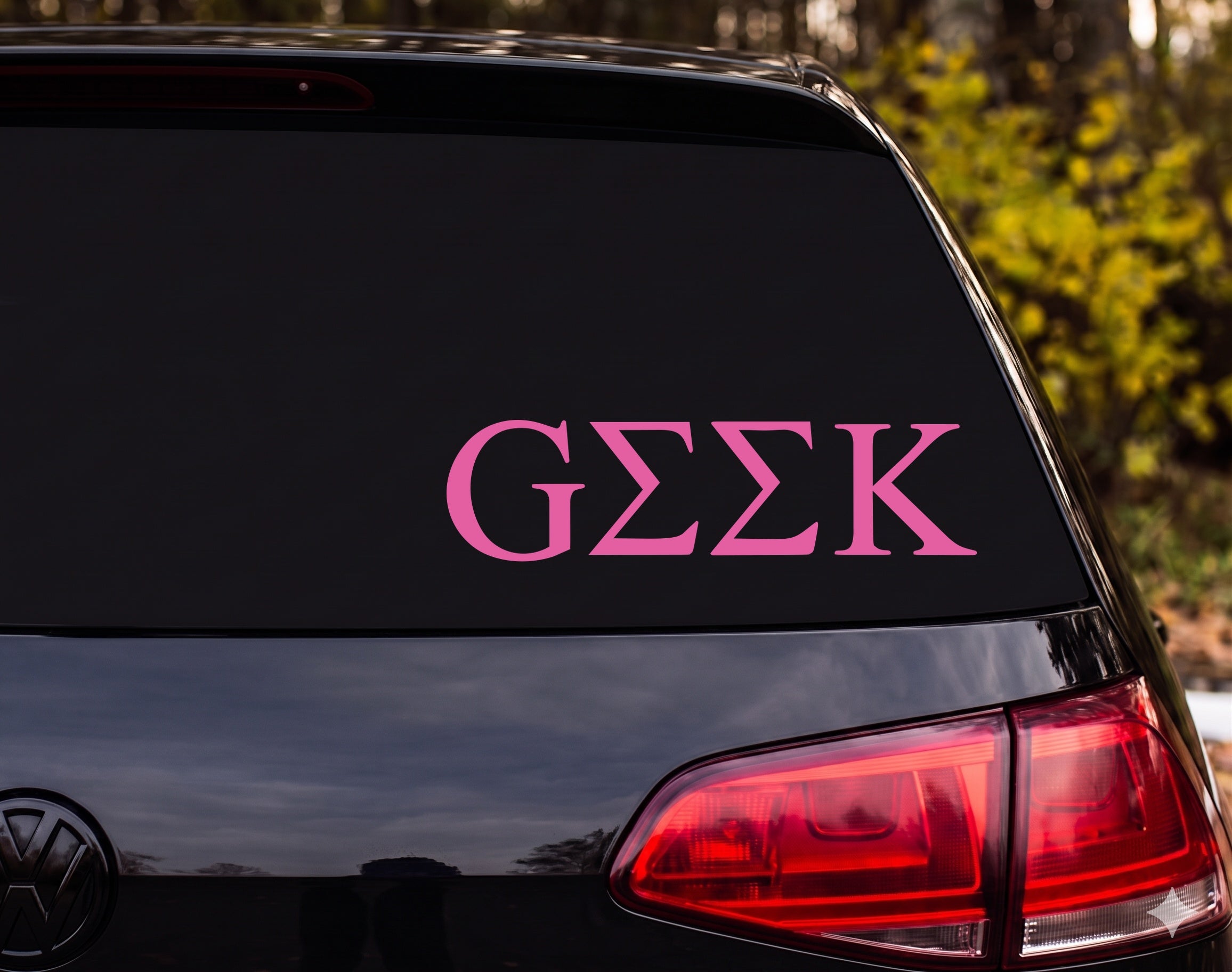 GEEK Greek Letter Sigma Kappa Spelled Word Vinyl Decal Sticker Car Laptop - Pink