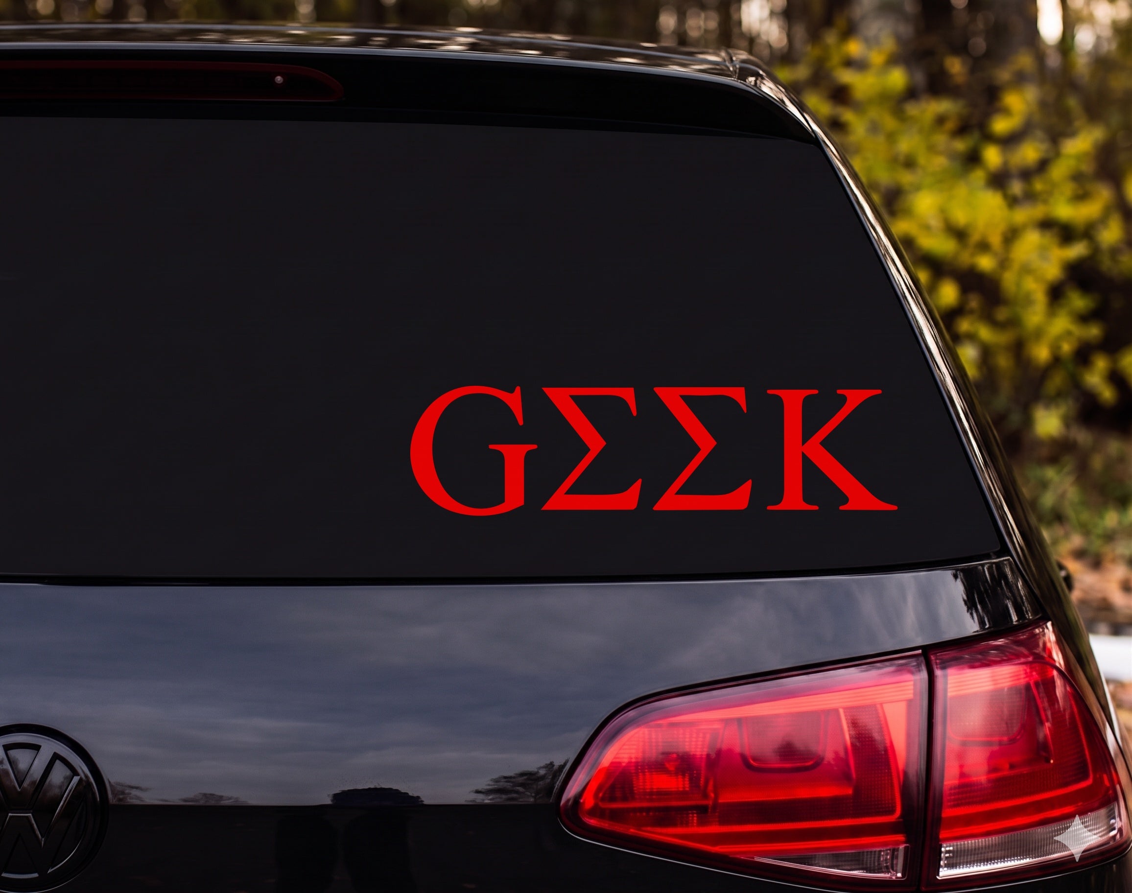 GEEK Greek Letter Sigma Kappa Spelled Word Vinyl Decal Sticker Car Laptop - Red