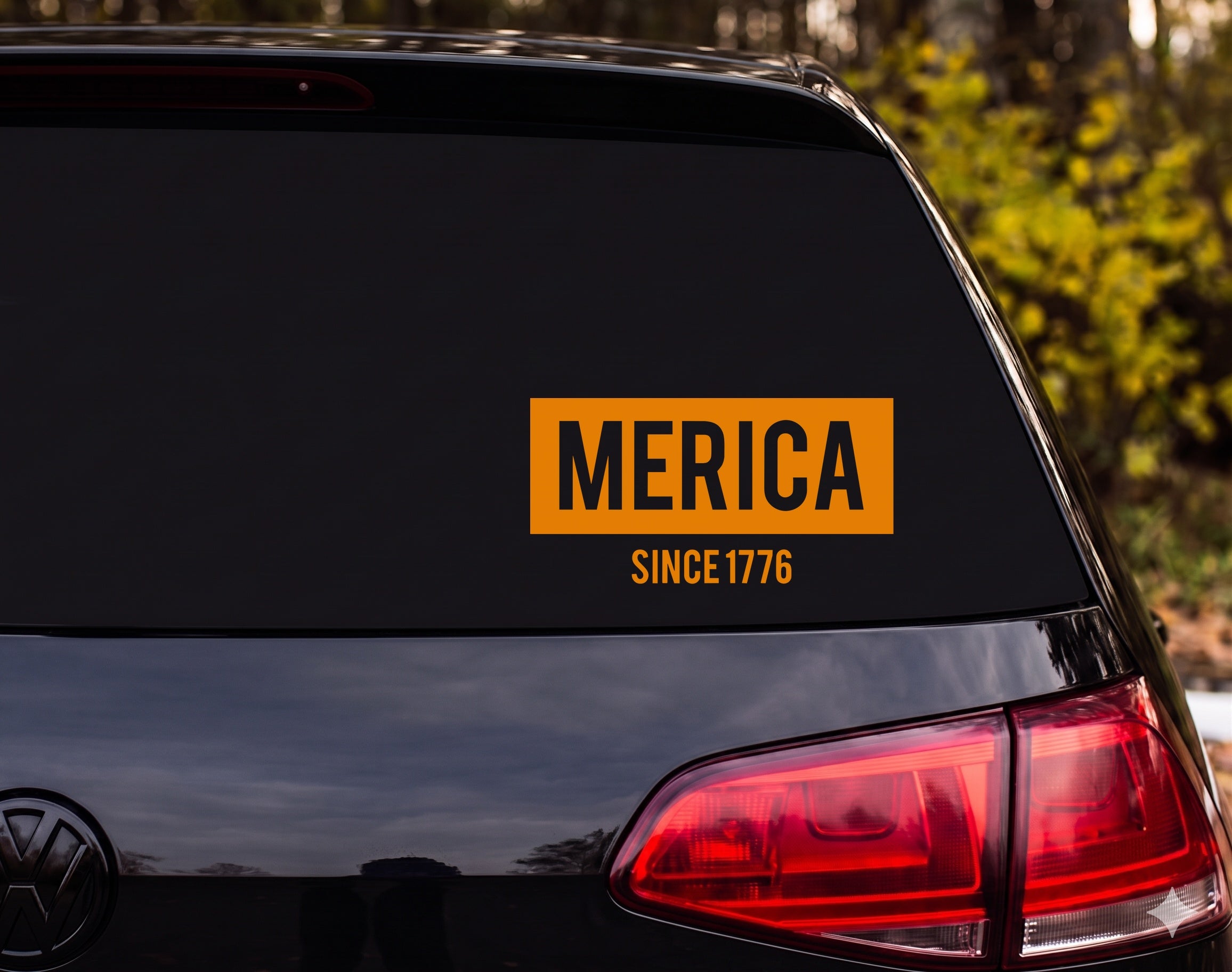 MERICA Since 1776 Patriotic American Pride Vinyl Decal Sticker Car Window - Orange