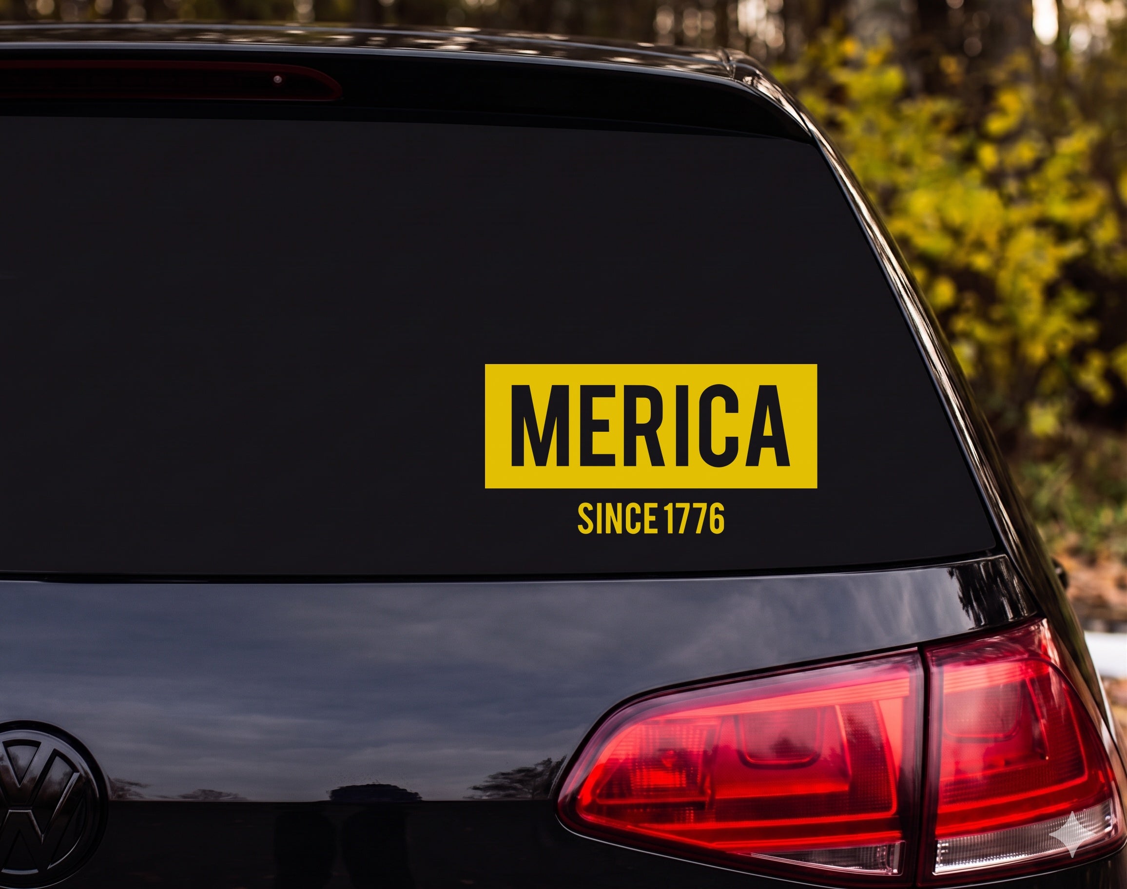 MERICA Since 1776 Patriotic American Pride Vinyl Decal Sticker Car Window - Yellow