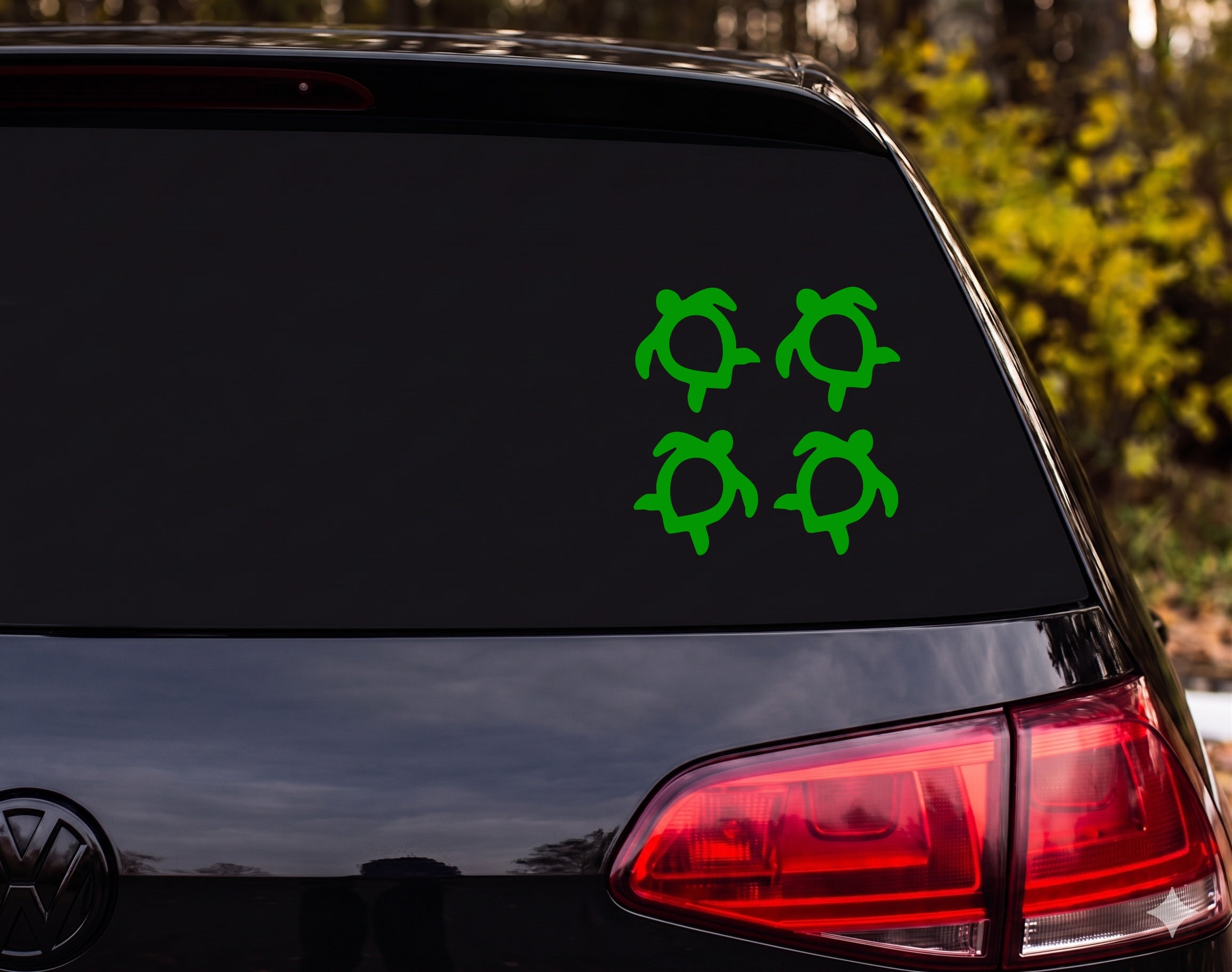 Hawaiian Tribal Petroglyph Sea Turtle Silhouette Set of 4 Vinyl Decal Sticker - Green