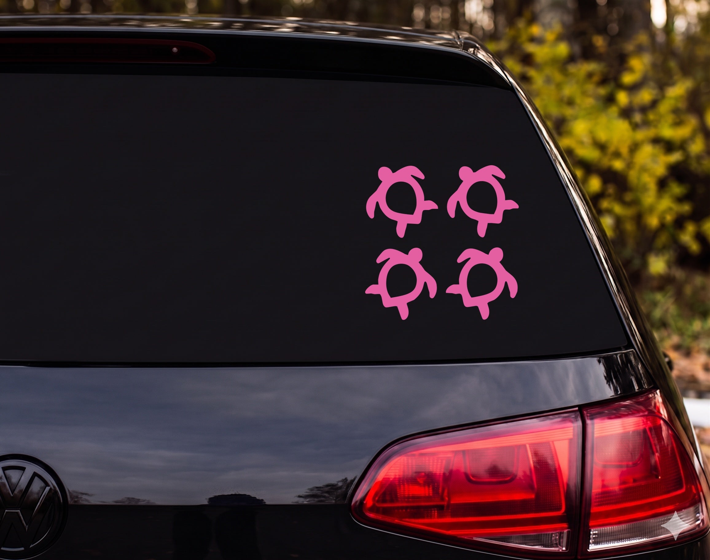 Hawaiian Tribal Petroglyph Sea Turtle Silhouette Set of 4 Vinyl Decal Sticker - Pink