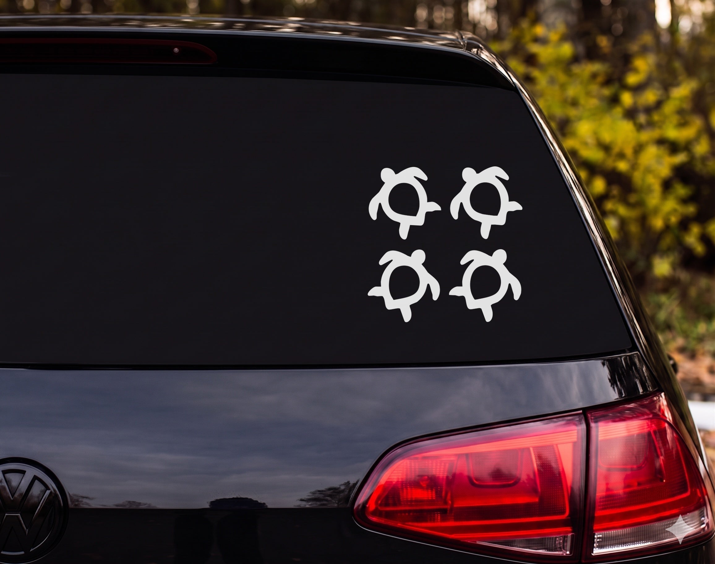 Hawaiian Tribal Petroglyph Sea Turtle Silhouette Set of 4 Vinyl Decal Sticker - White