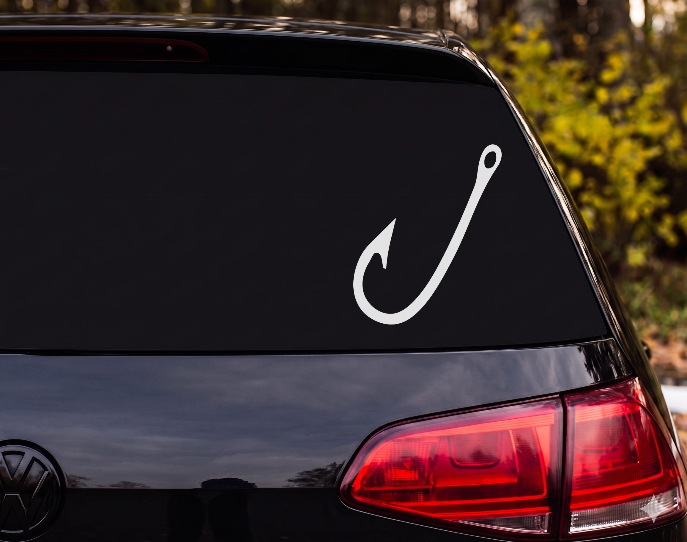 Fishing Hook Silhouette J-Shape Barb Eye Vinyl Decal Sticker Car Window Laptop - White