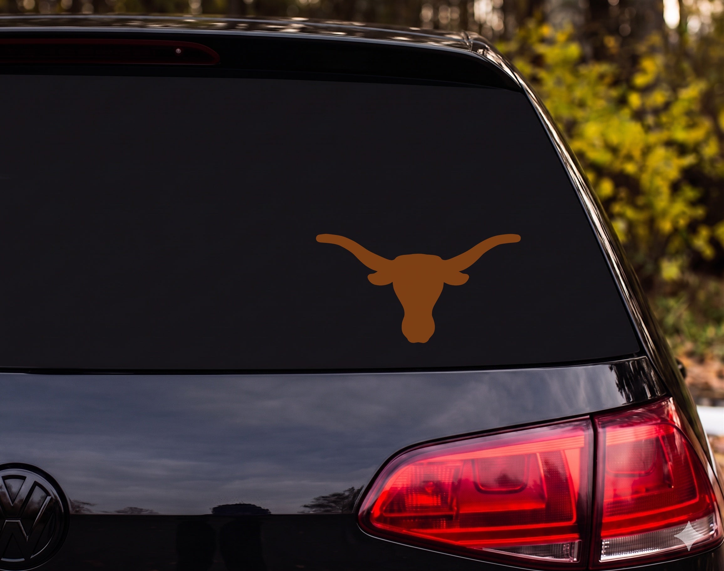 Texas Longhorn Bull Head Front View Silhouette Vinyl Decal Sticker Car Window - Brown