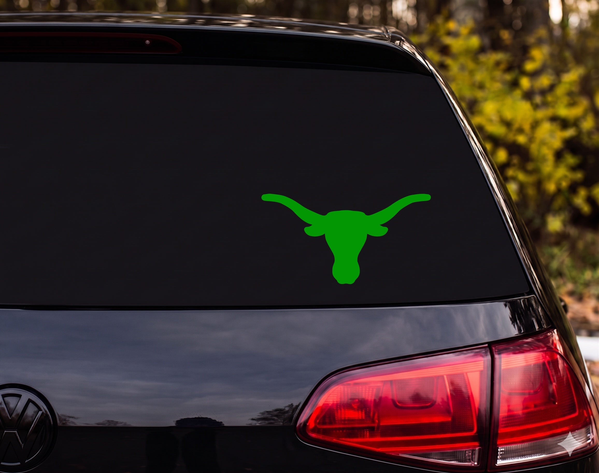 Texas Longhorn Bull Head Front View Silhouette Vinyl Decal Sticker Car Window - Green