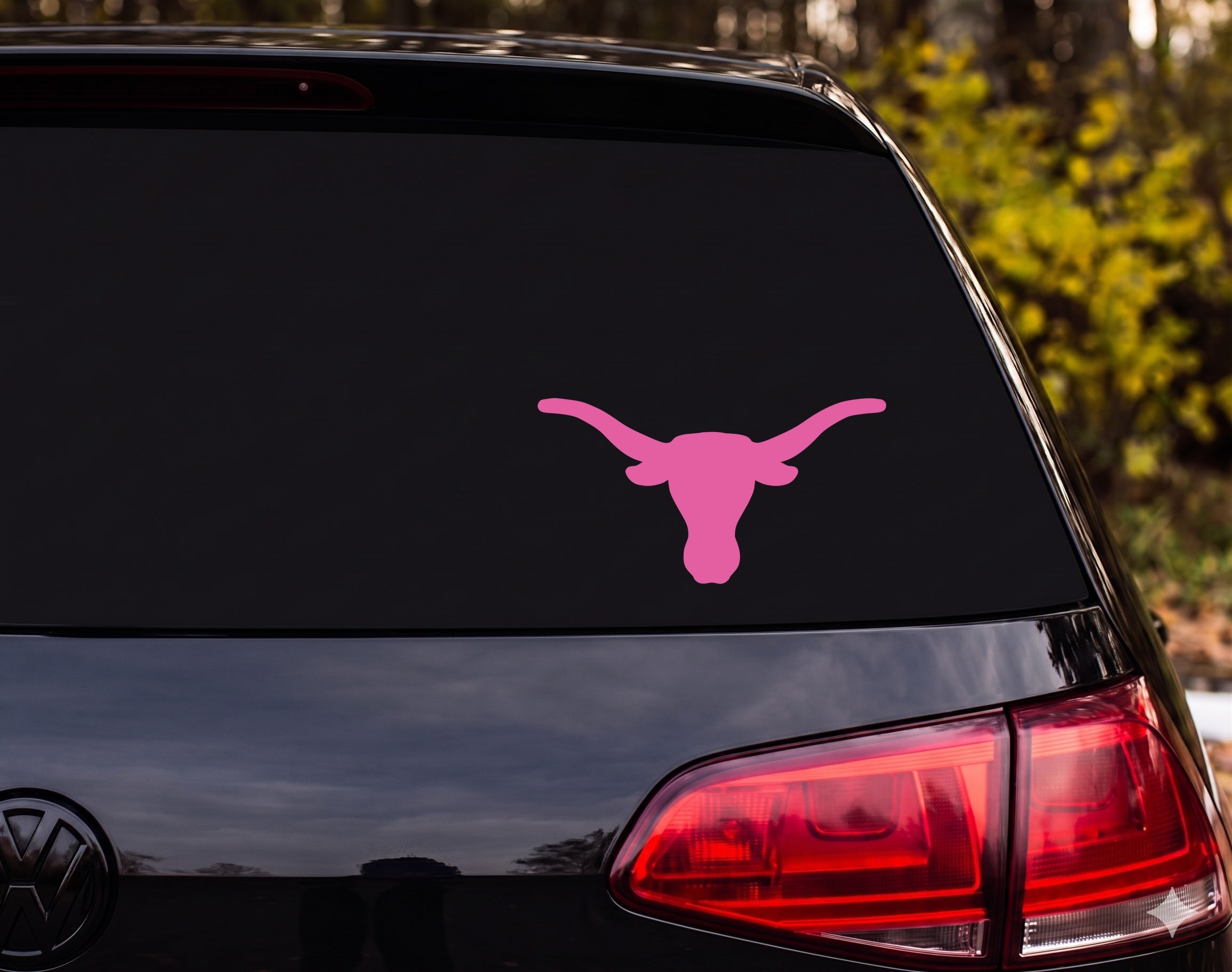 Texas Longhorn Bull Head Front View Silhouette Vinyl Decal Sticker Car Window - Pink