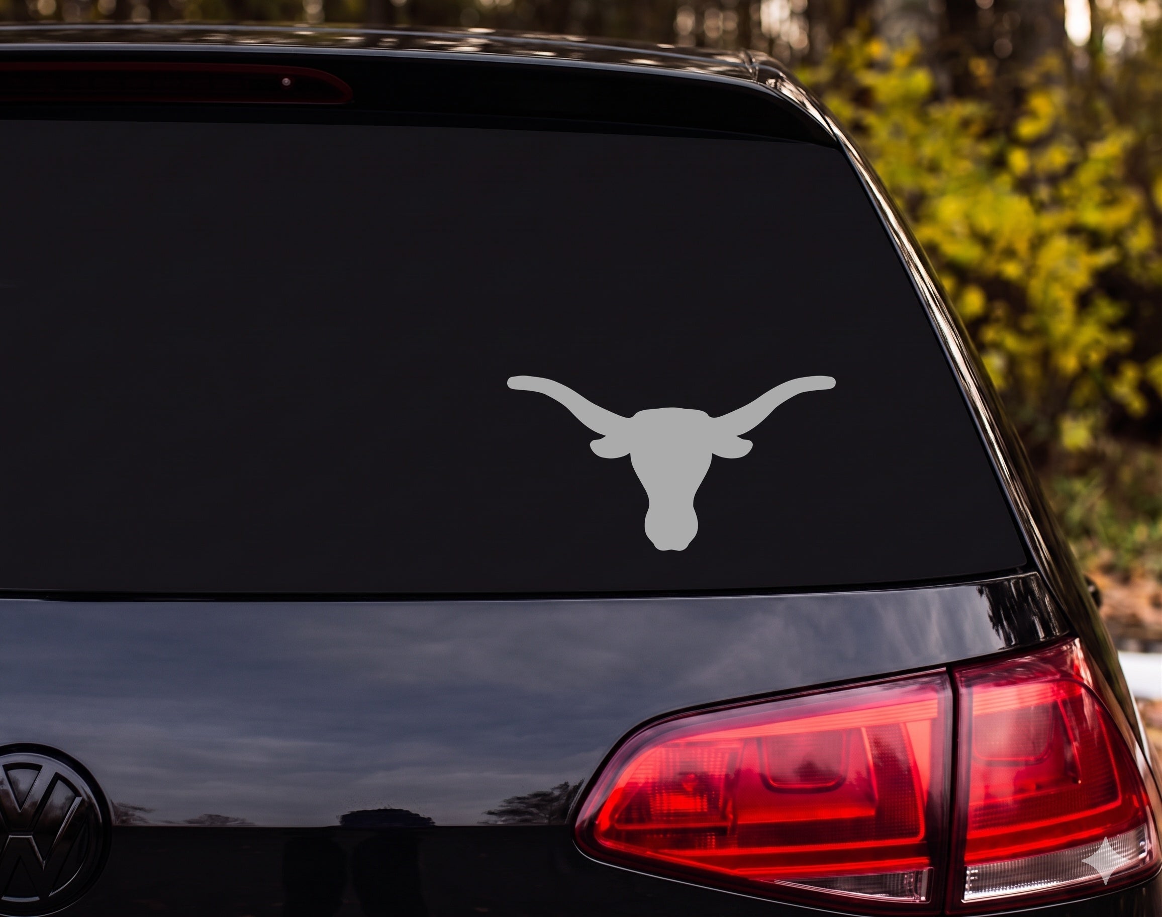 Texas Longhorn Bull Head Front View Silhouette Vinyl Decal Sticker Car Window - Silver