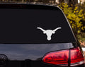Texas Longhorn Bull Head Front View Silhouette Vinyl Decal Sticker Car Window - White