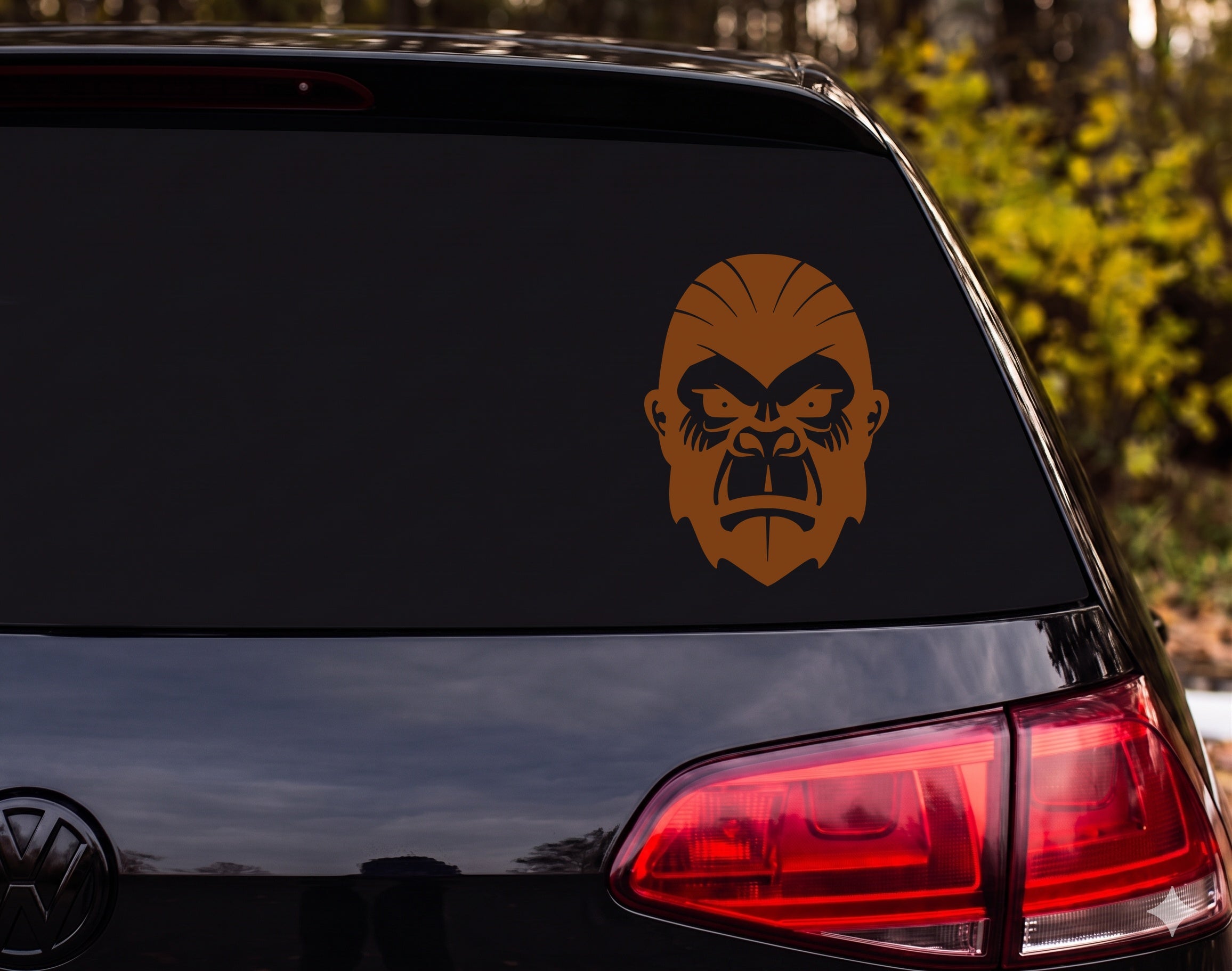 Angry Gorilla Face Flat Illustration High Contrast Vinyl Decal Sticker Car - Brown