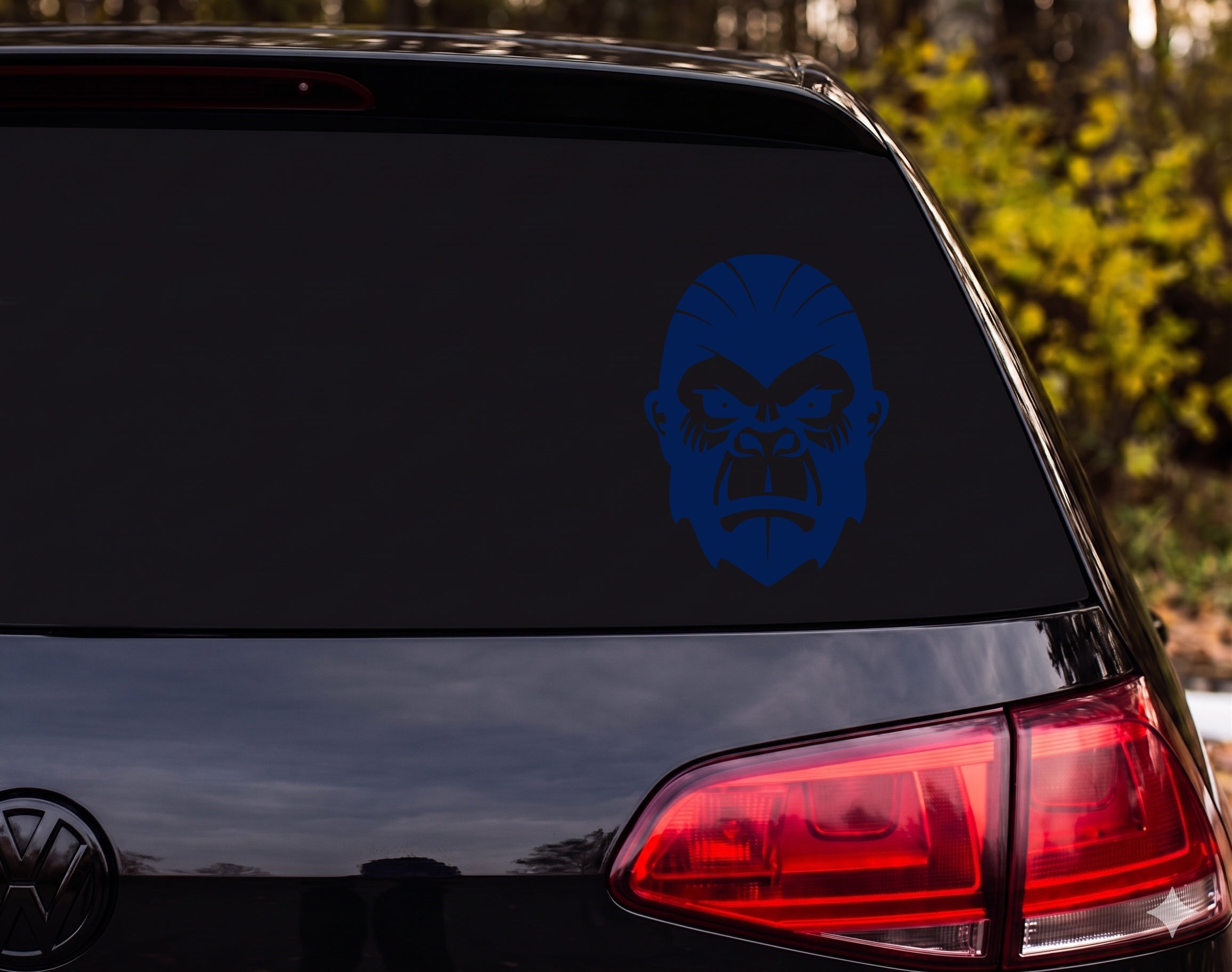 Angry Gorilla Face Flat Illustration High Contrast Vinyl Decal Sticker Car - Navy