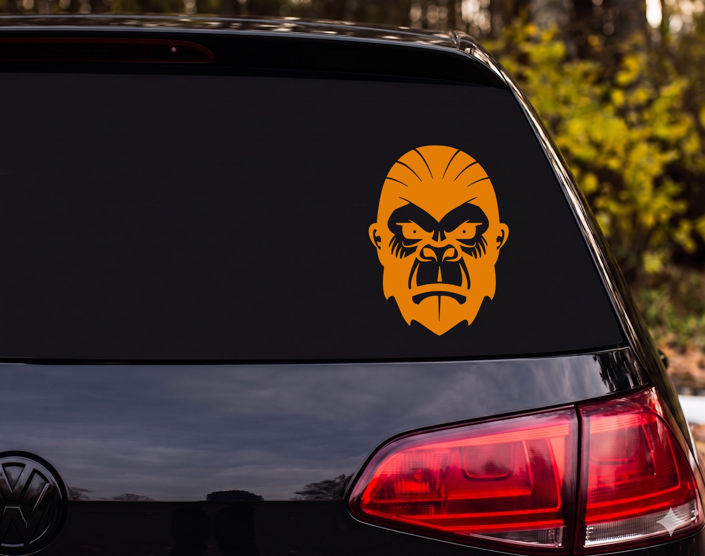 Angry Gorilla Face Flat Illustration High Contrast Vinyl Decal Sticker Car - Orange