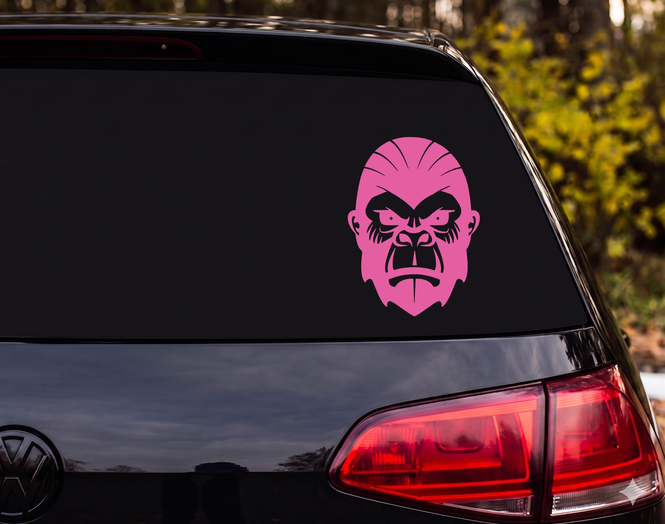 Angry Gorilla Face Flat Illustration High Contrast Vinyl Decal Sticker Car - Pink