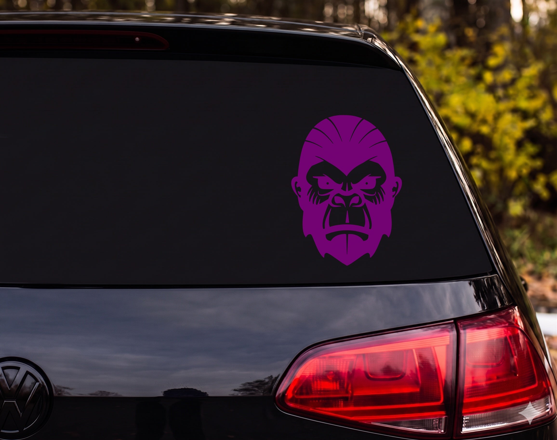 Angry Gorilla Face Flat Illustration High Contrast Vinyl Decal Sticker Car - Purple