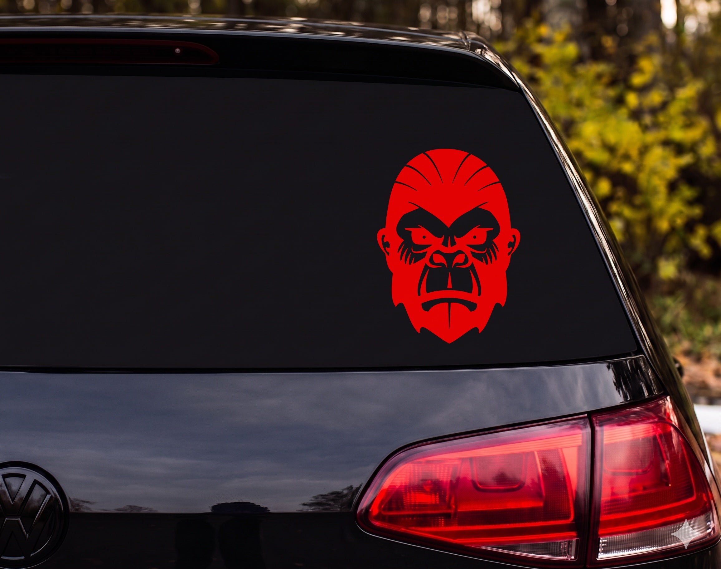 Angry Gorilla Face Flat Illustration High Contrast Vinyl Decal Sticker Car - Red