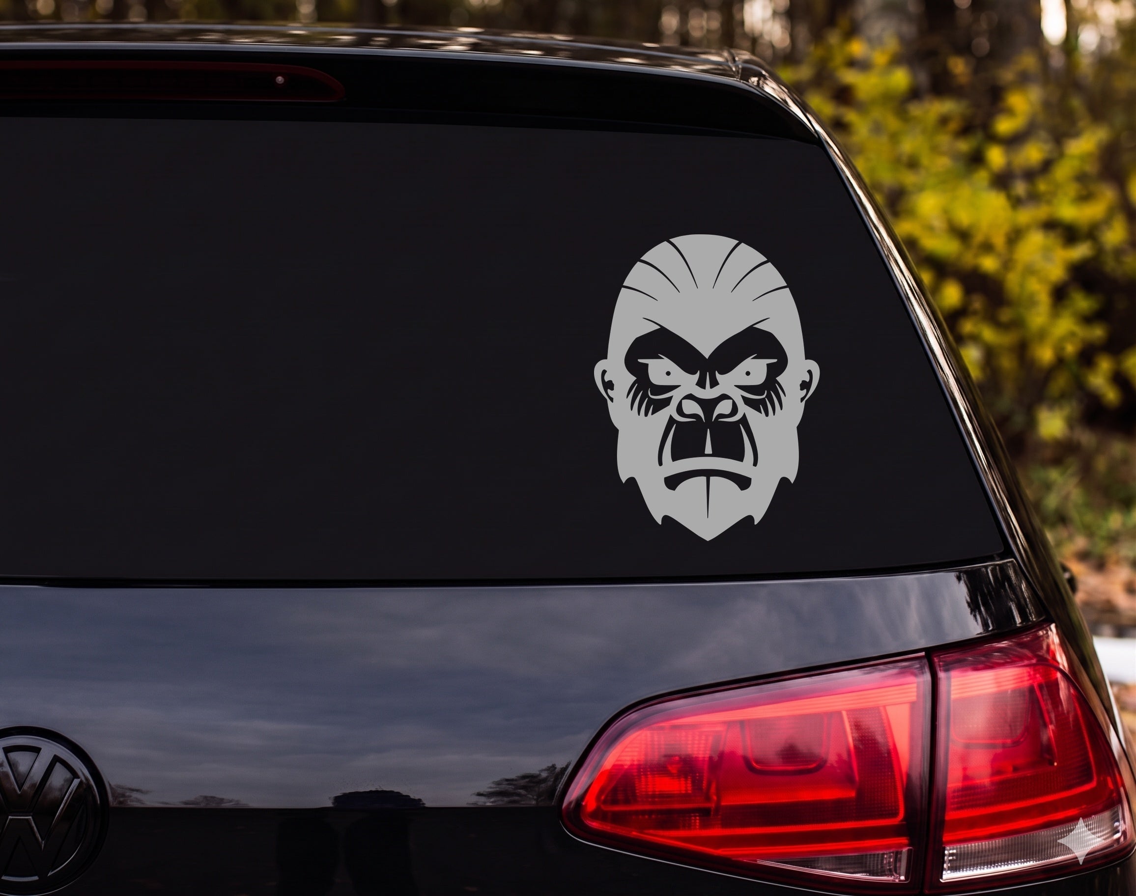 Angry Gorilla Face Flat Illustration High Contrast Vinyl Decal Sticker Car - Silver