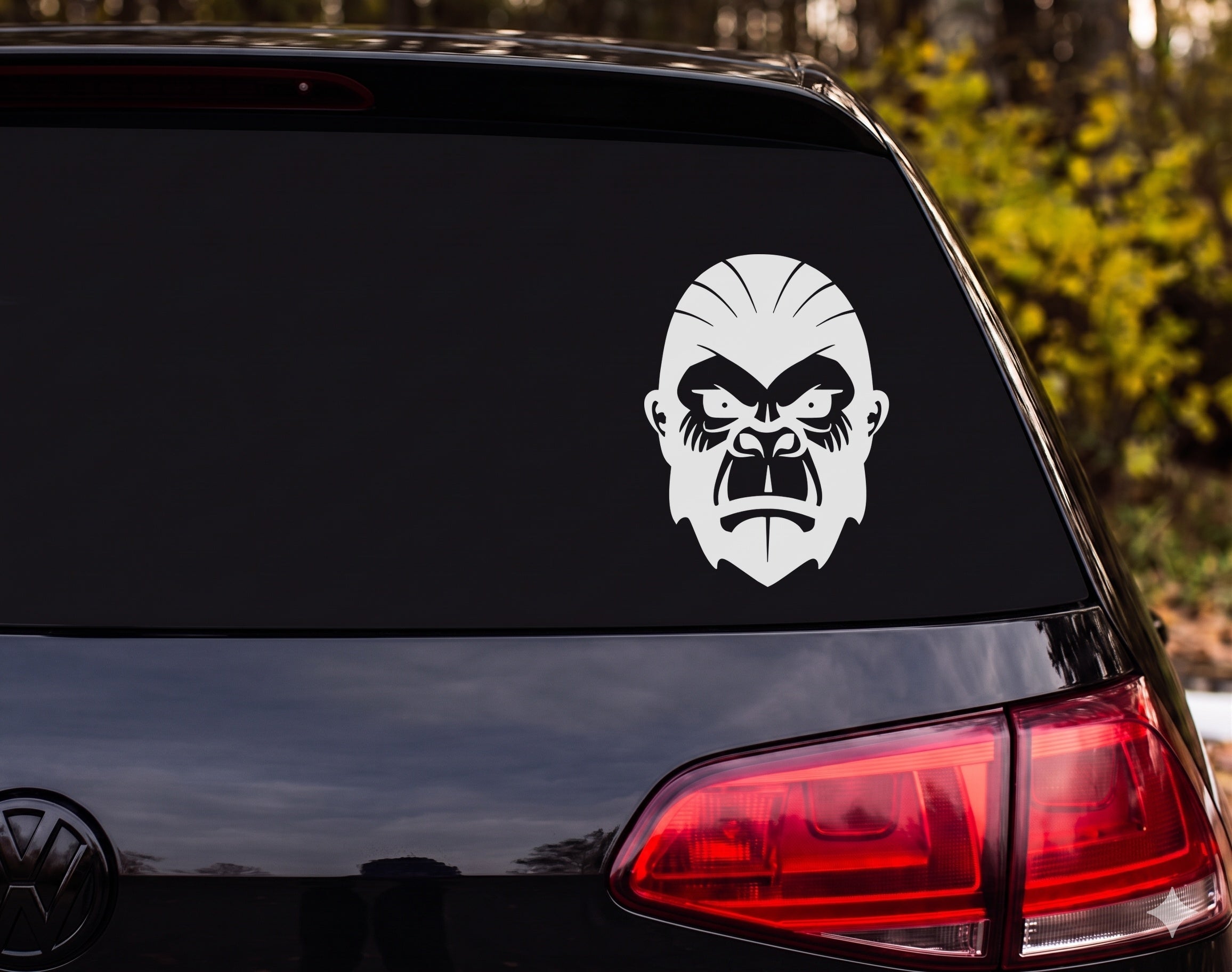 Angry Gorilla Face Flat Illustration High Contrast Vinyl Decal Sticker Car - White