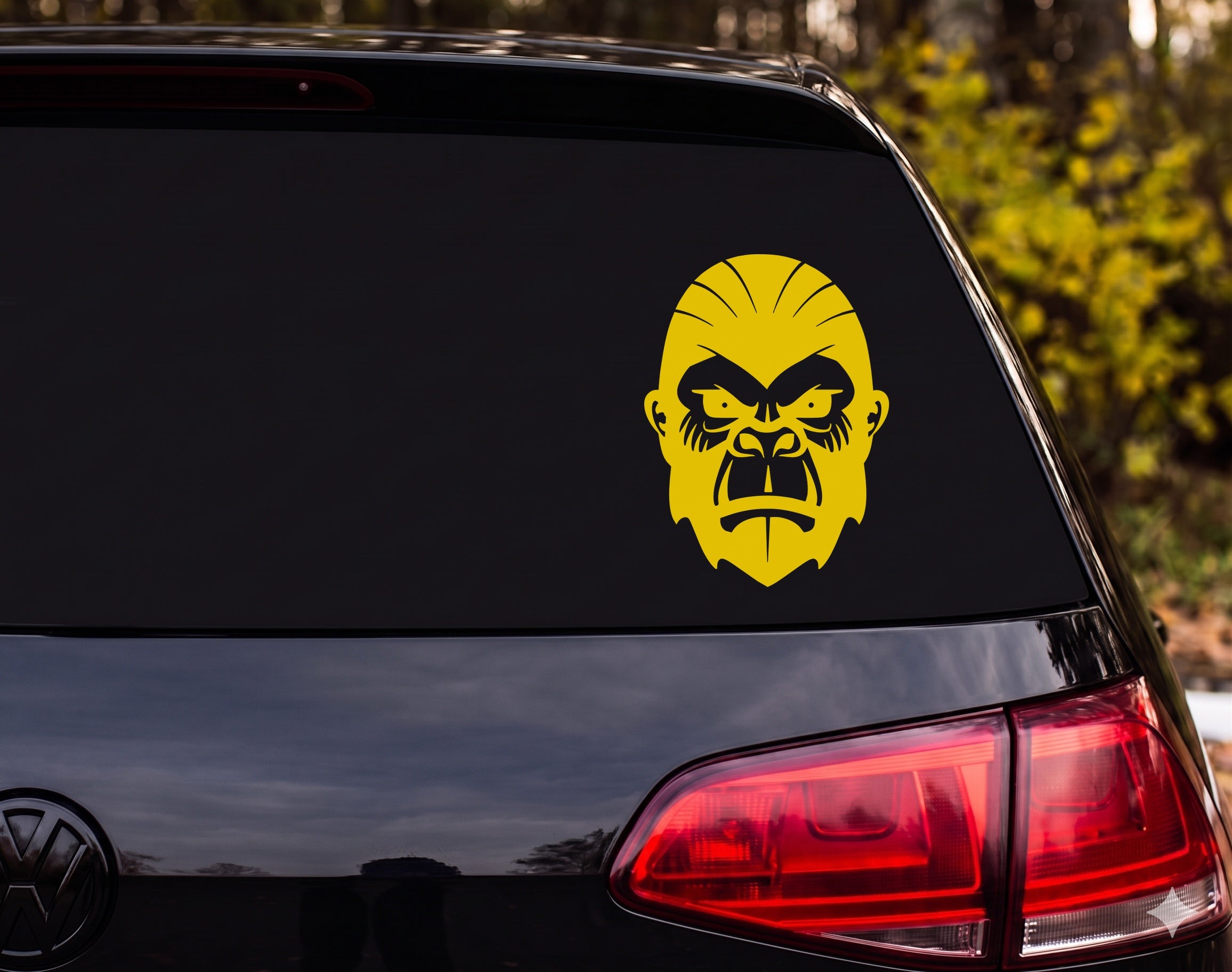 Angry Gorilla Face Flat Illustration High Contrast Vinyl Decal Sticker Car - Yellow