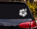 Hibiscus Flower Silhouette Bold Wavy Border Vinyl Decal Sticker Car Laptop - White