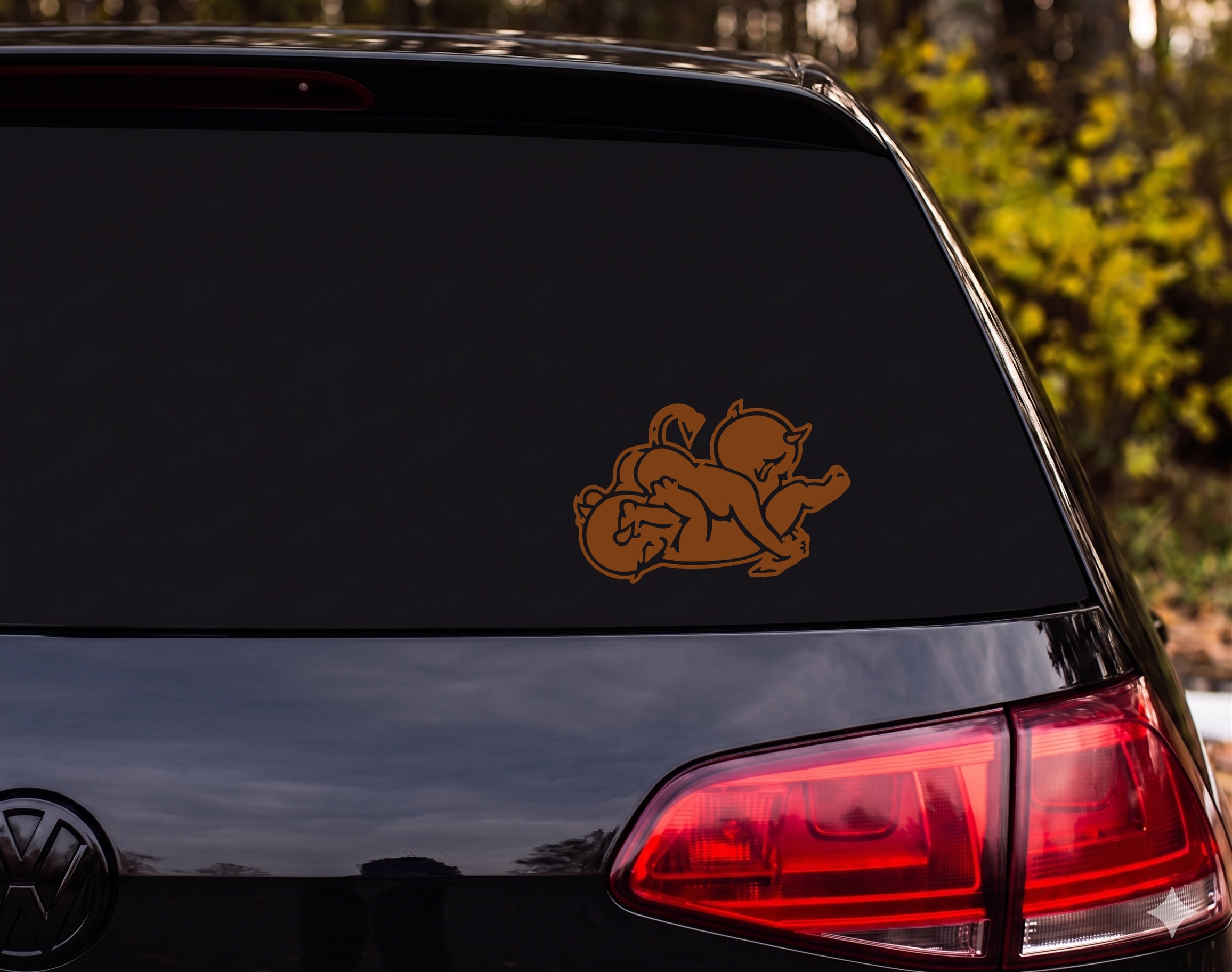 Chubby Devil Baby Imp Crawling Silhouette Vinyl Decal Sticker Car Laptop - Brown