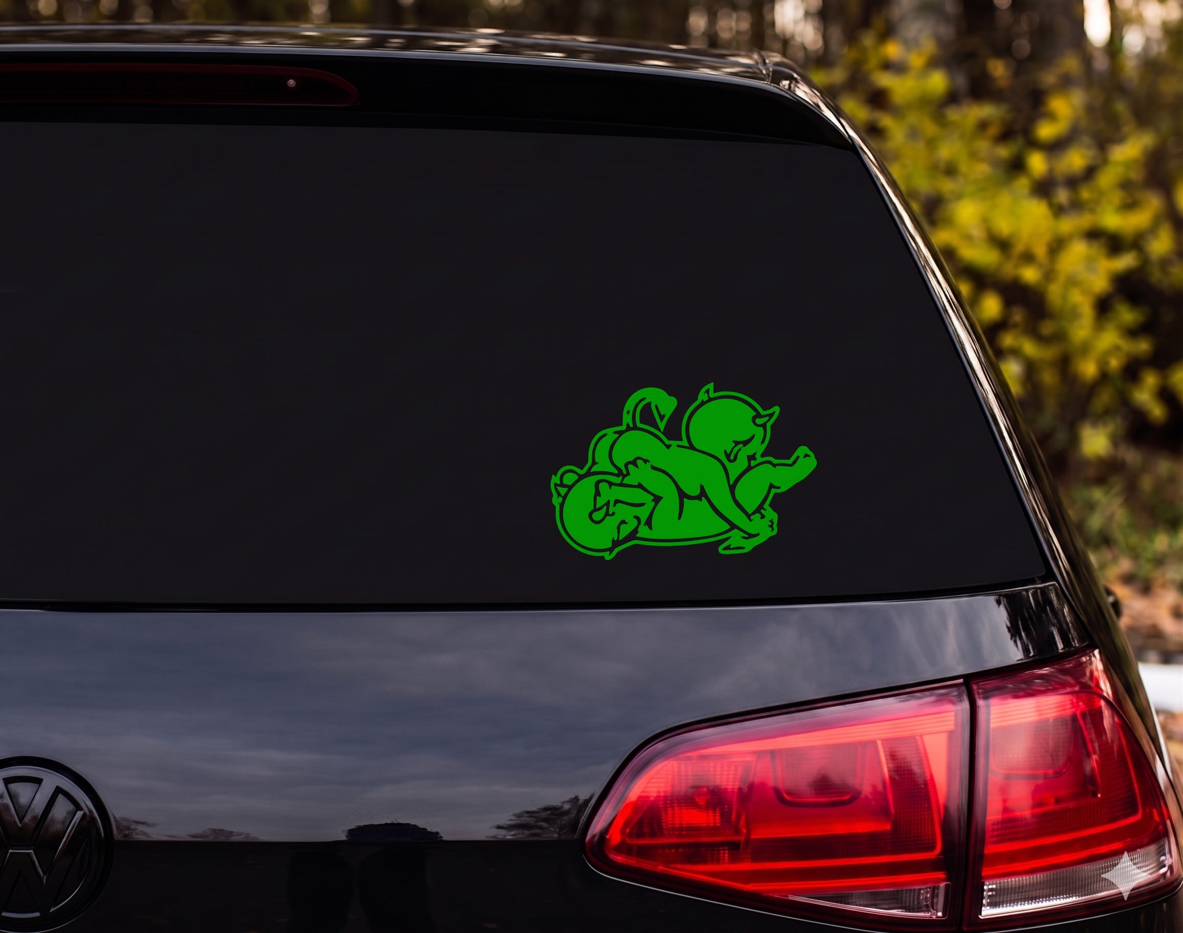 Chubby Devil Baby Imp Crawling Silhouette Vinyl Decal Sticker Car Laptop - Green